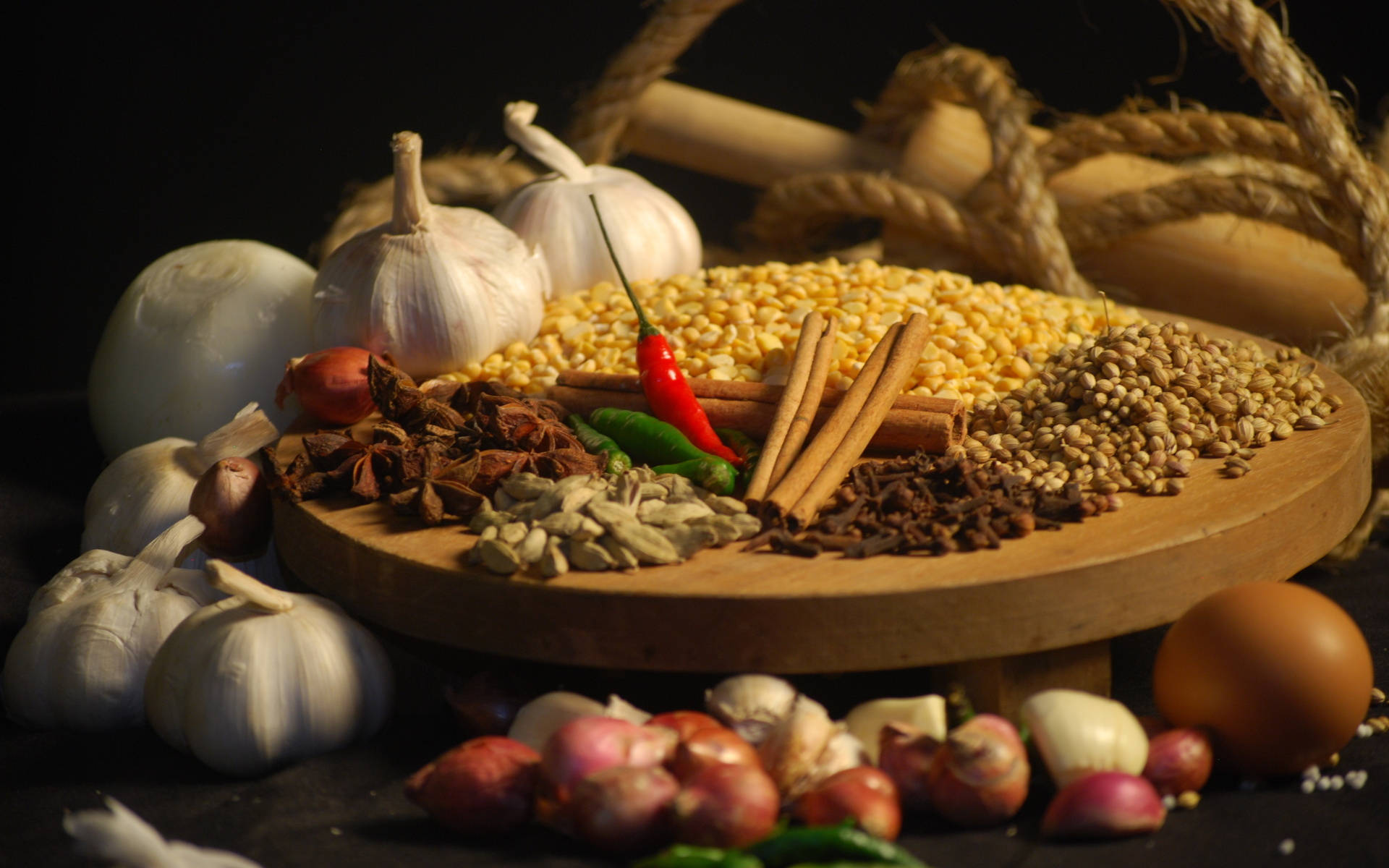 garlic, onions, corn, Full HD Desktop Wallpaper