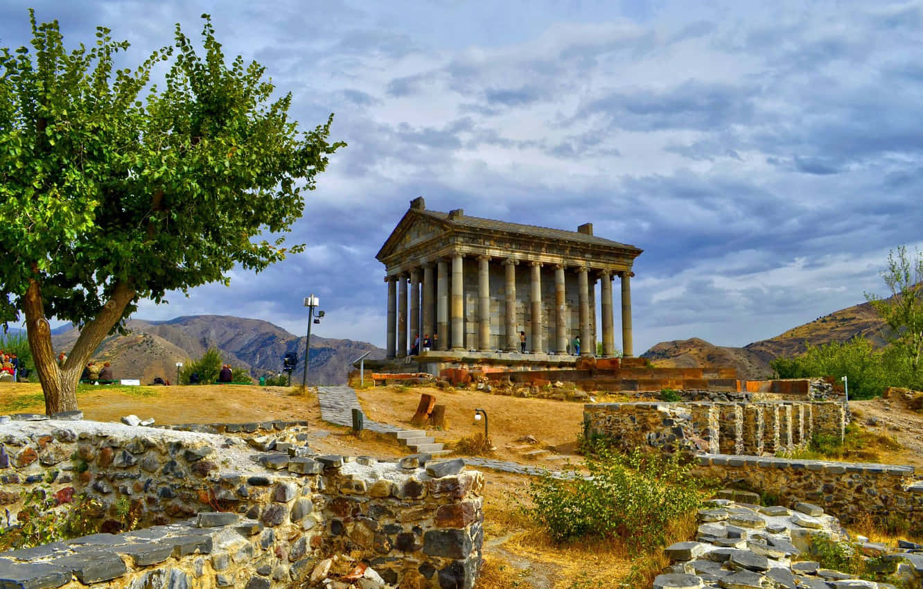 Garni Temple, ancient stone temple, tall columns, HD Desktop Wallpaper