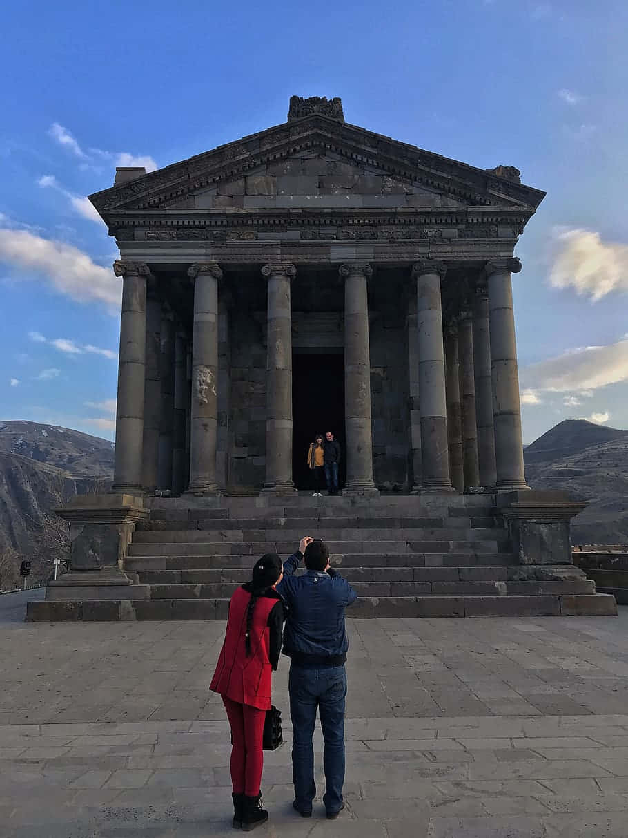 Garni Temple, ancient stone temple, grand columns, SD Phone Wallpaper