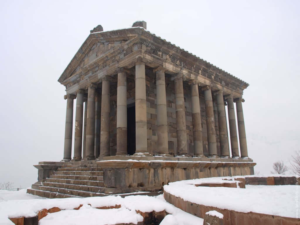 Garni Temple, winter, ancient stone temple, SD Desktop Wallpaper