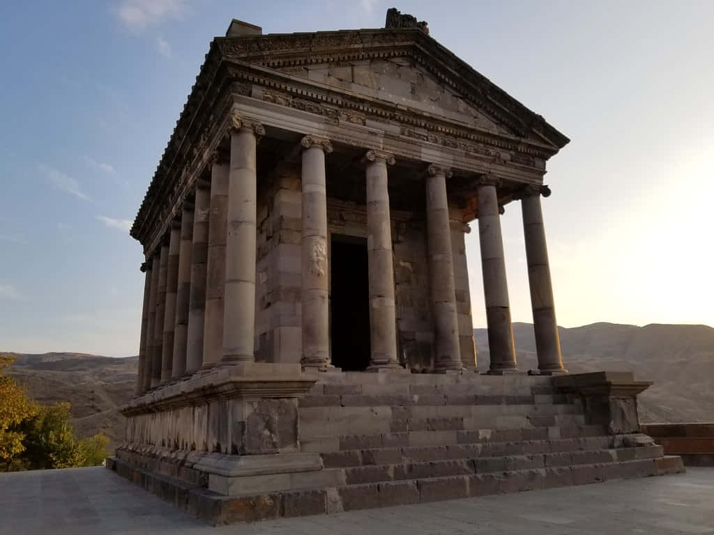 Garni Temple, sunrise, golden hour, SD Desktop Wallpaper
