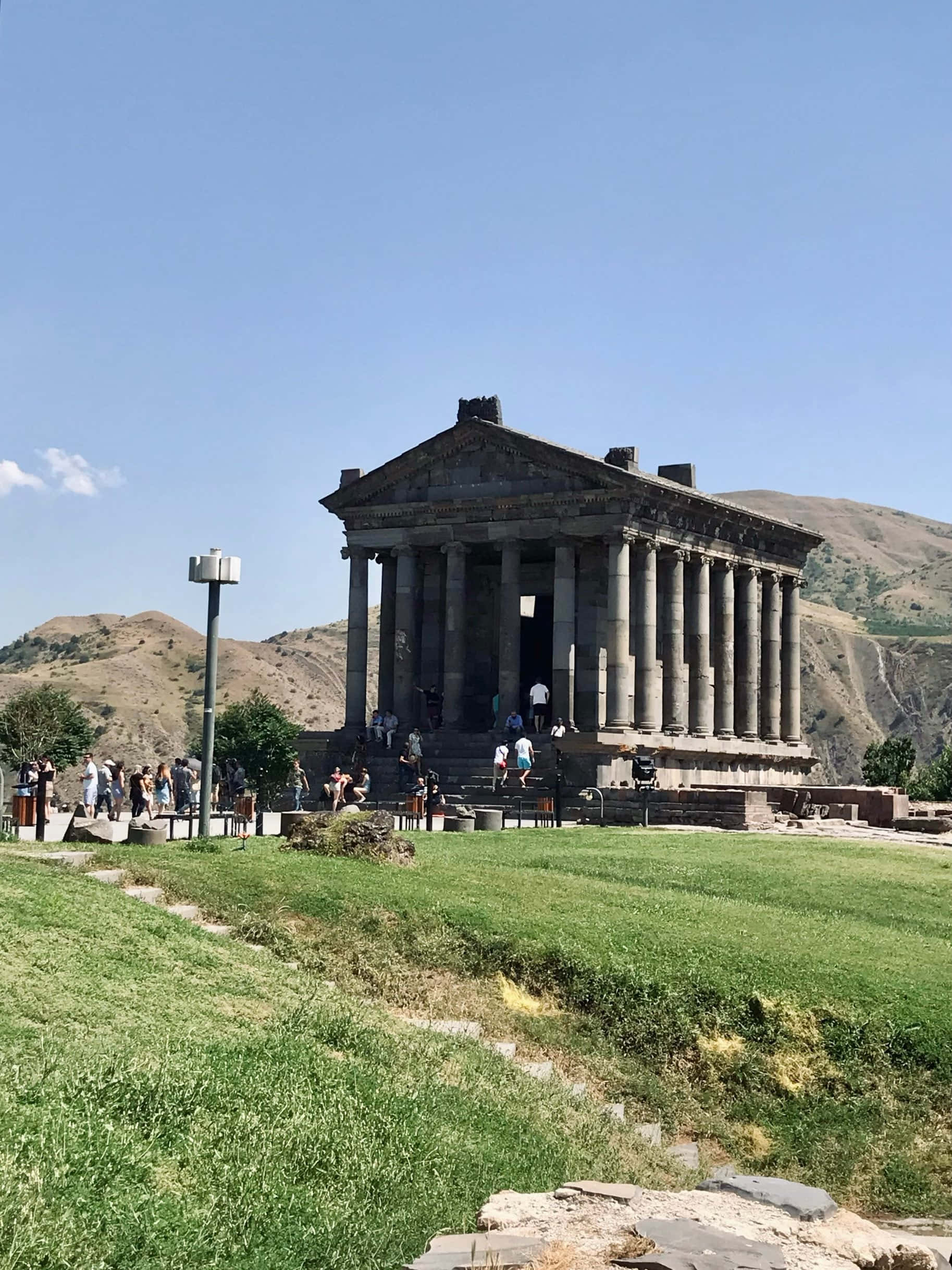 Garni Temple, tourists, walkway, Full HD Phone Wallpaper