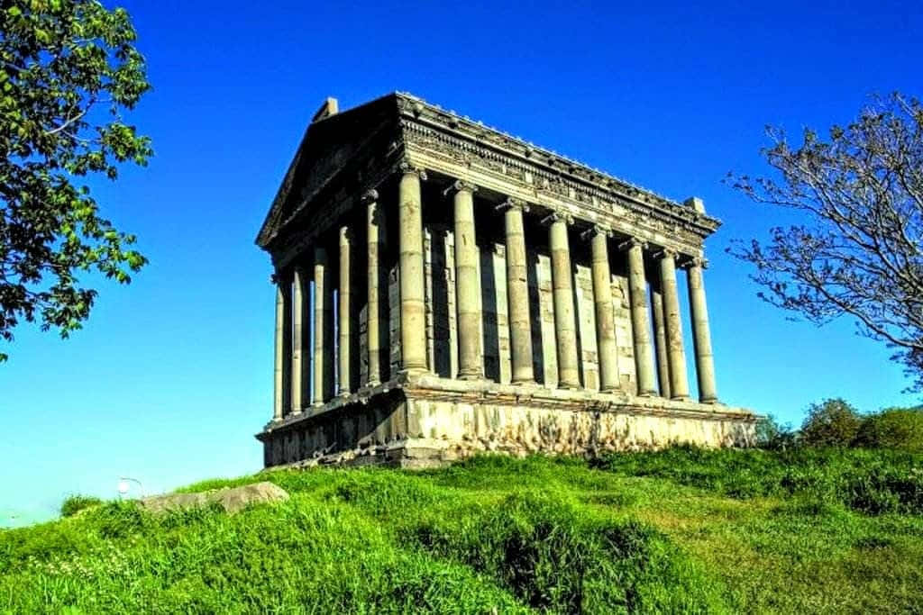 Garni Temple, green grass, stone temple, SD Desktop Wallpaper
