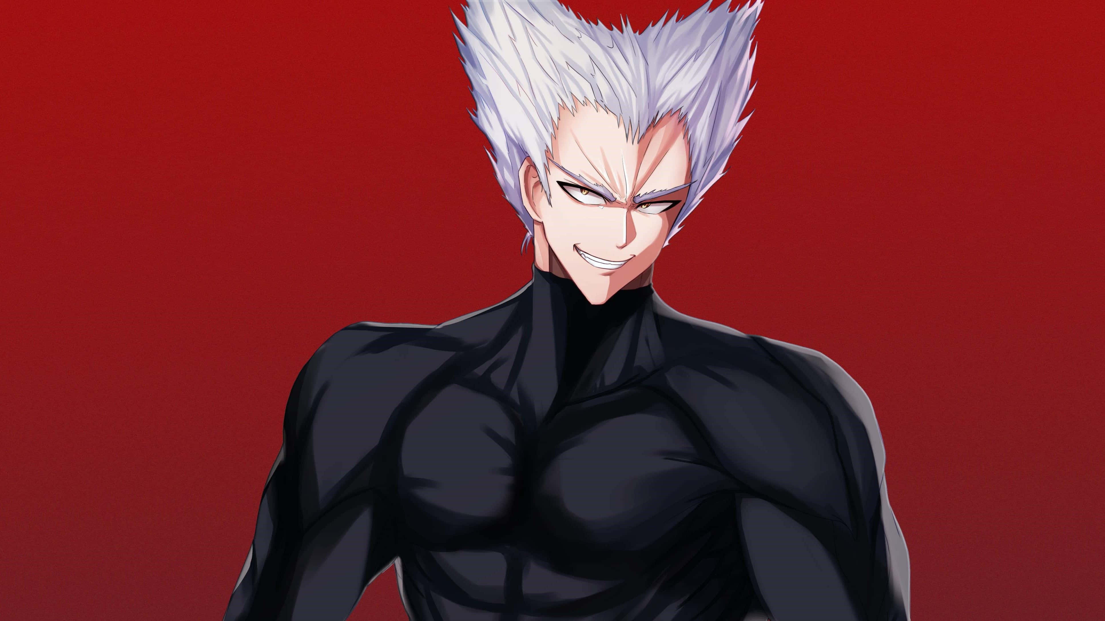 Garou, spiky white hair, confident smirk, 4K Desktop Wallpaper