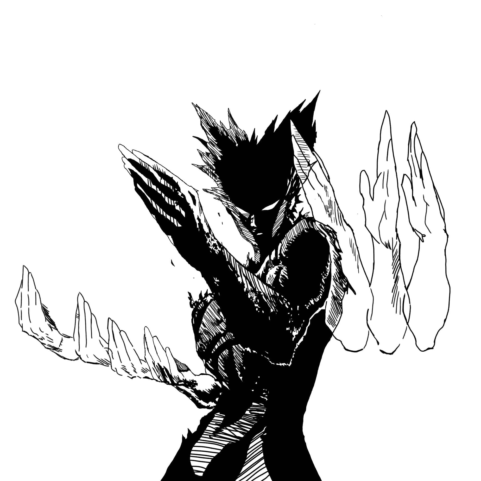 Garou, black and white anime character, spiky hair, Full HD Desktop Wallpaper