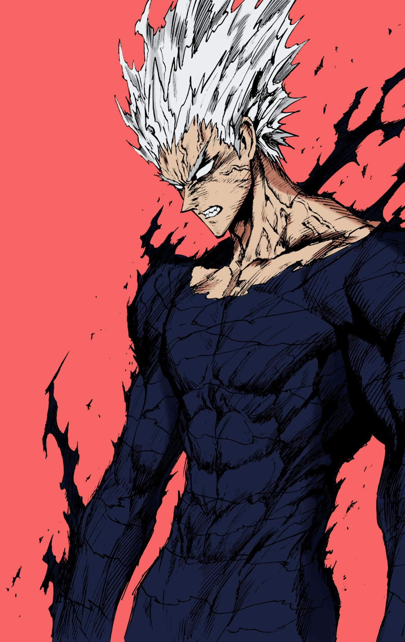 Garou, spiky white hair, intense expression, Full HD Phone Wallpaper