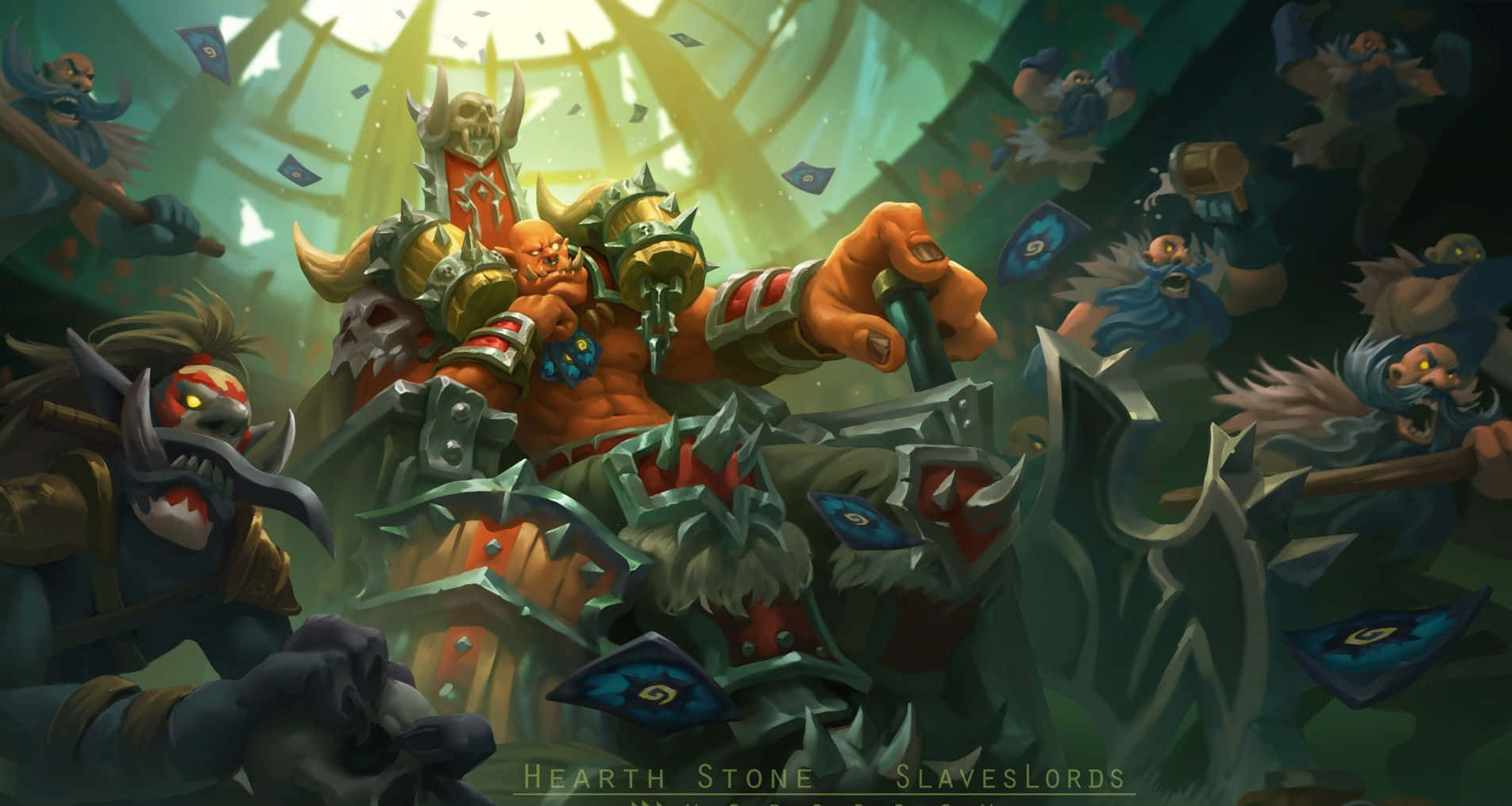 Garrosh Hellscream, orange-skinned orc, ornate armor, HD Desktop Wallpaper