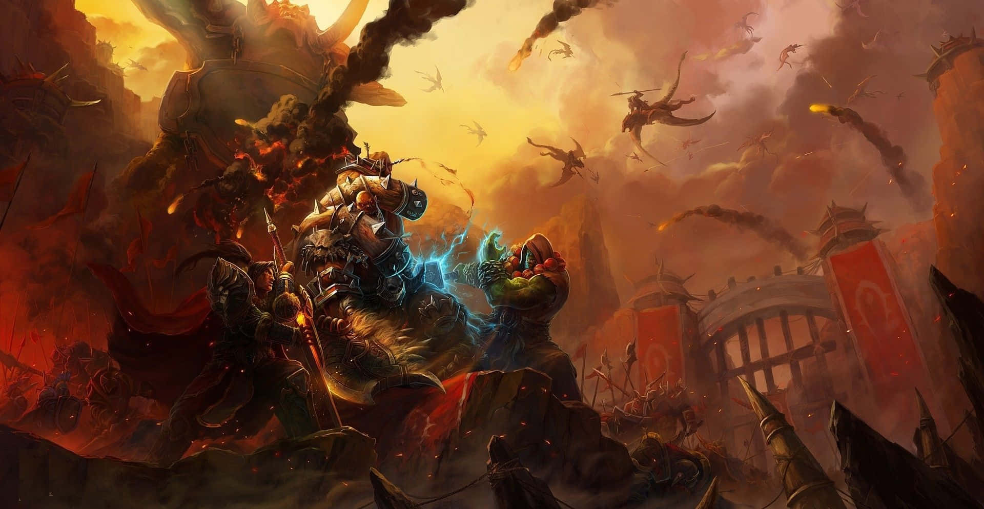 Garrosh Hellscream, battlefront, colossal armored warrior, Full HD Desktop Wallpaper