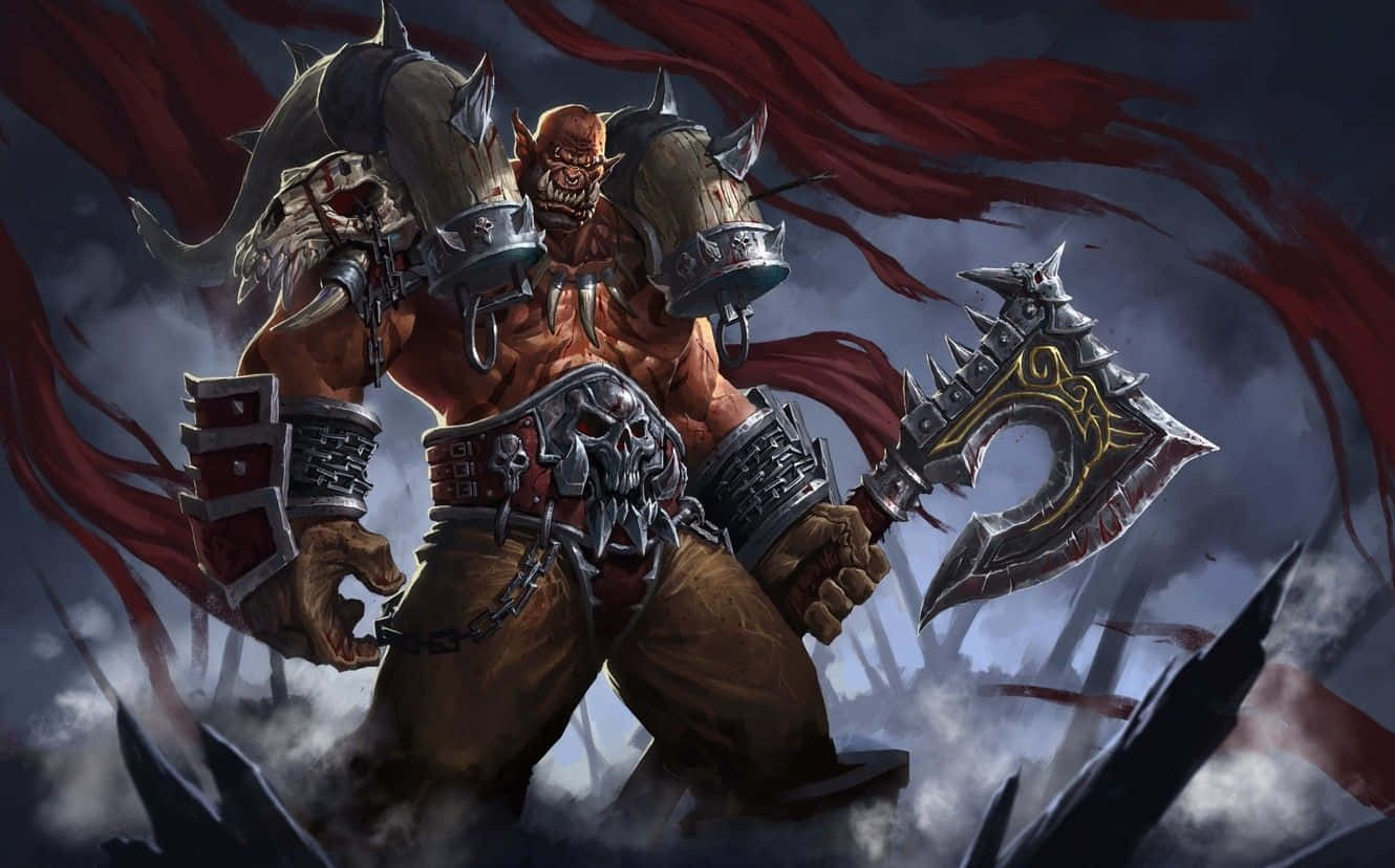 Garrosh Hellscream, red cape, spiked armor, HD Desktop Wallpaper