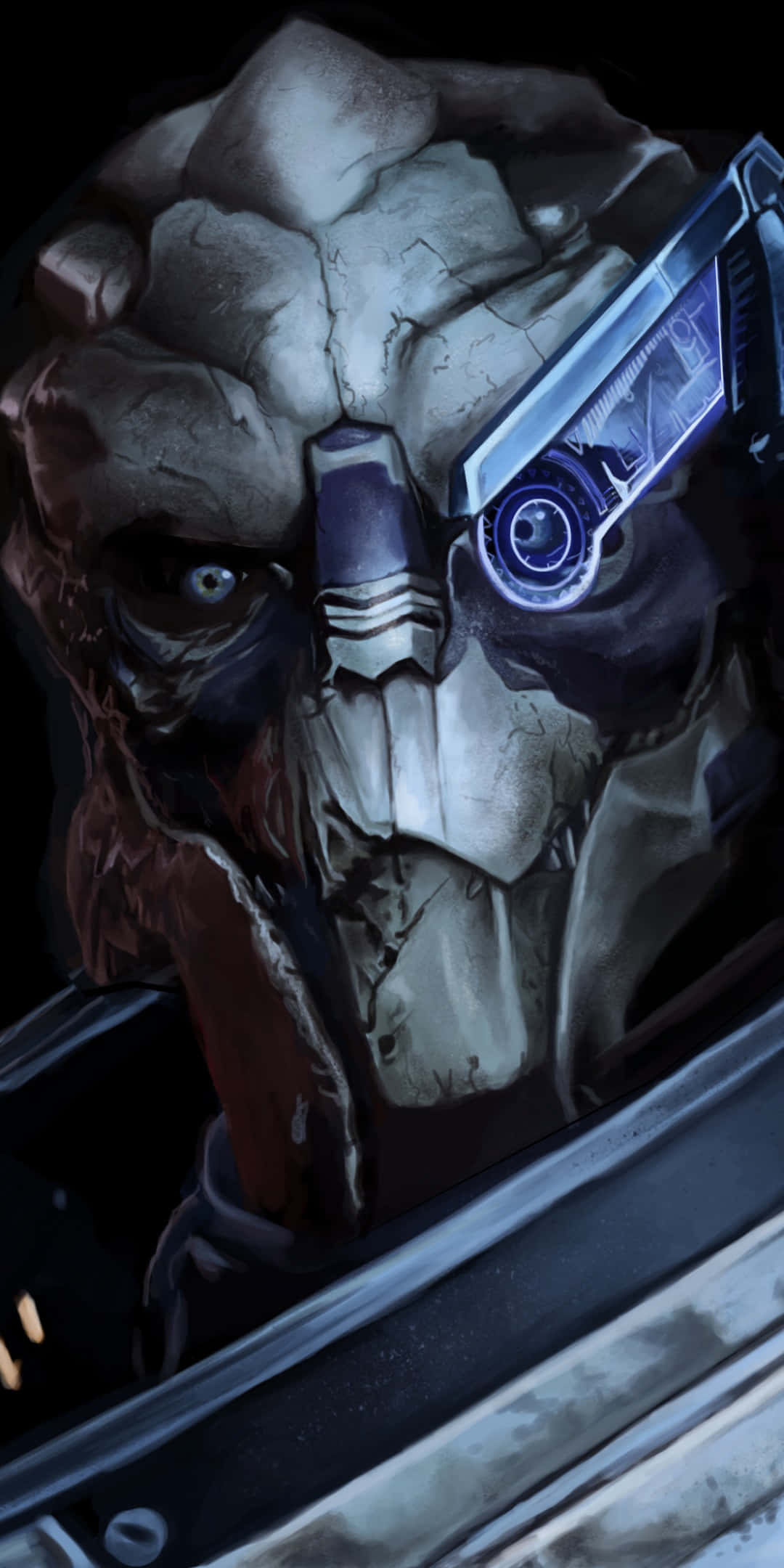 Garrus Vakarian, sniper rifle, dark cockpit, Full HD Phone Wallpaper