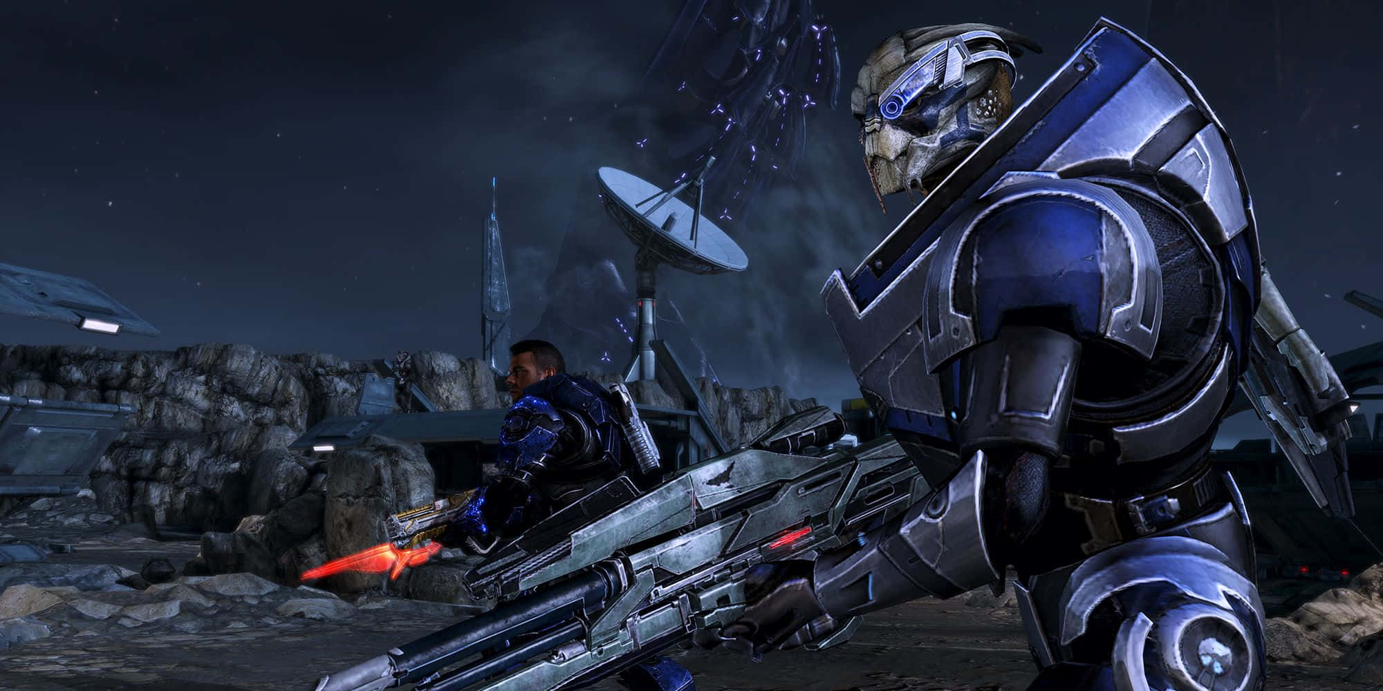 Garrus Vakarian, futuristic armor, glowing weapon, Full HD Desktop Wallpaper