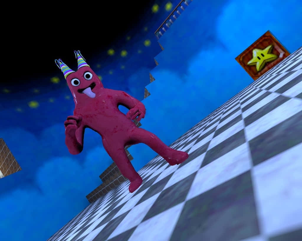 Banban, pink cartoon character, party hat, SD Desktop Wallpaper