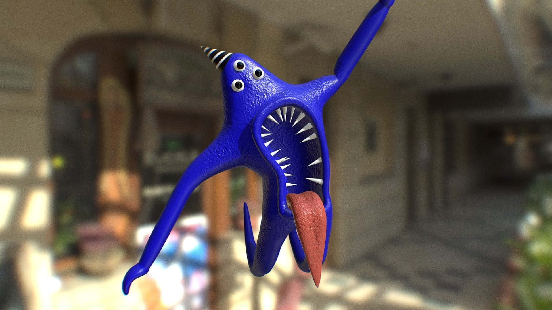 Garten Of Banban, vibrant blue, 3d-rendered cartoon monster, Full HD Desktop Wallpaper