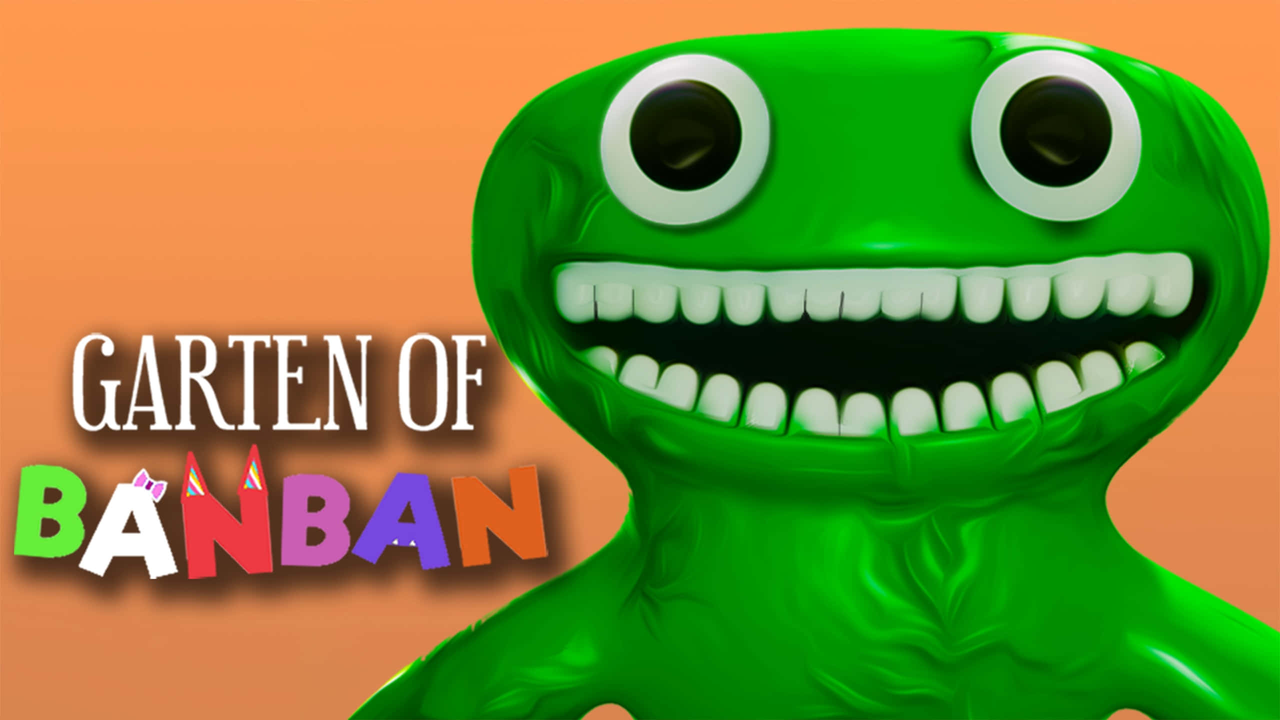 Garten Of Banban, bright green, huge eyes, 2K Desktop Wallpaper