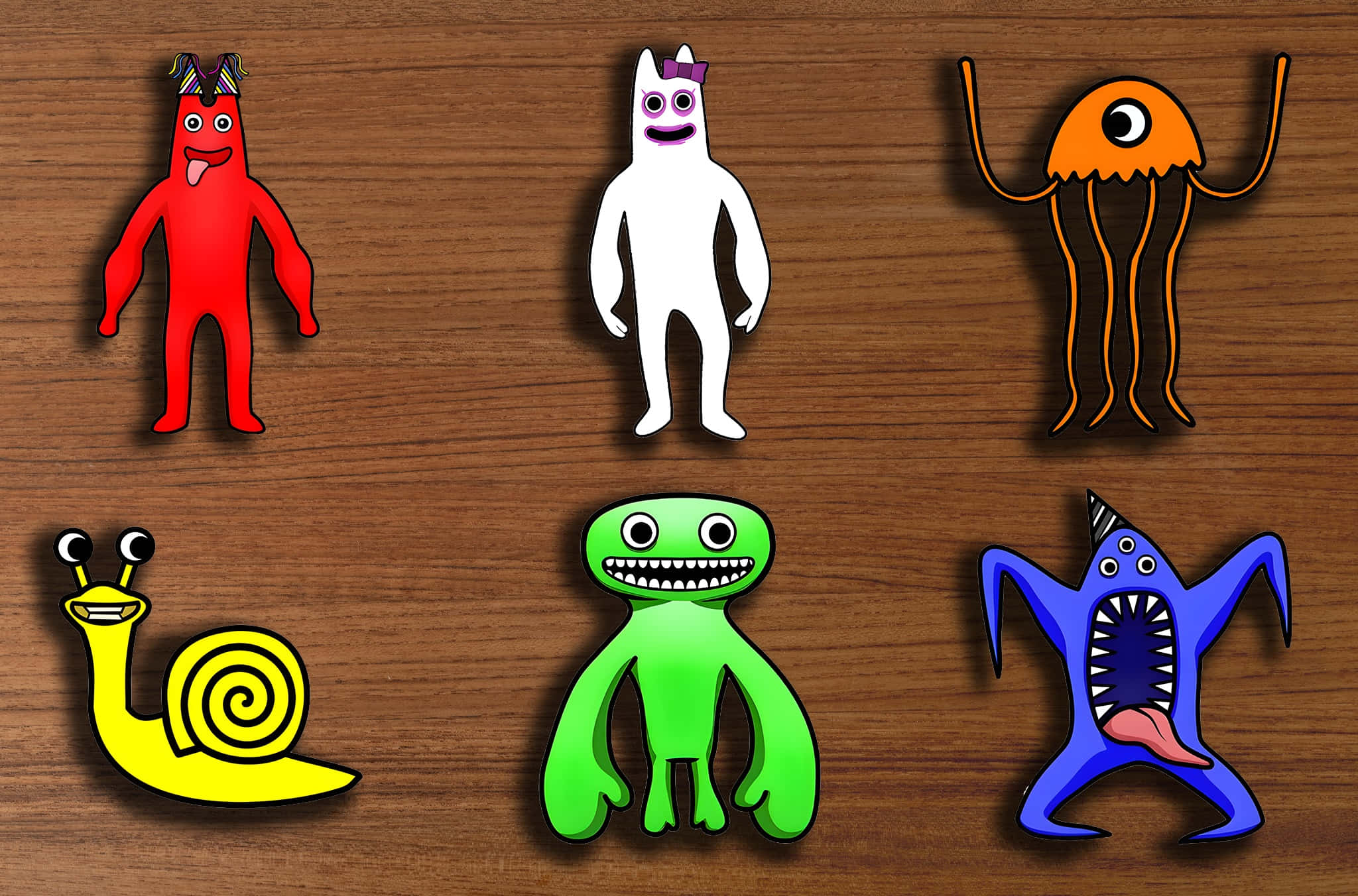Garten Of Banban, cartoon monsters, exaggerated features, Full HD Desktop Wallpaper