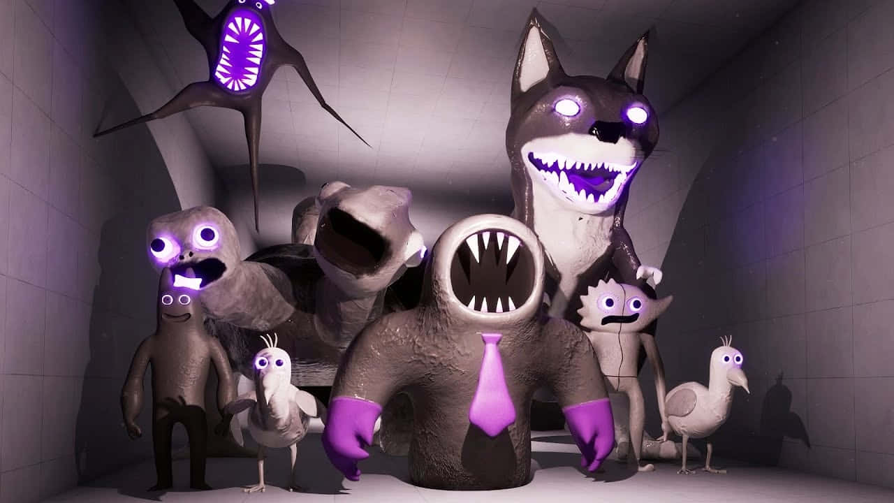 Garten Of Banban, glowing purple eyes, sharp teeth, HD Desktop Wallpaper