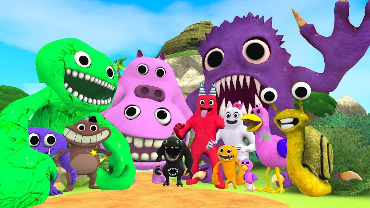 Garten Of Banban, colorful character assembly, cartoon monsters, HD Desktop Wallpaper