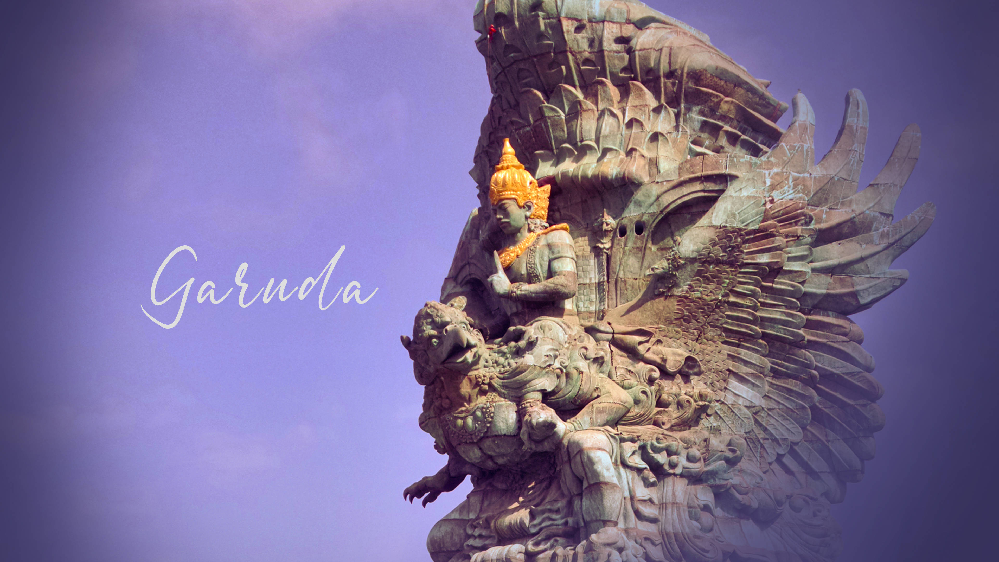Garuda, golden crown, detailed wings, 4K Desktop Wallpaper