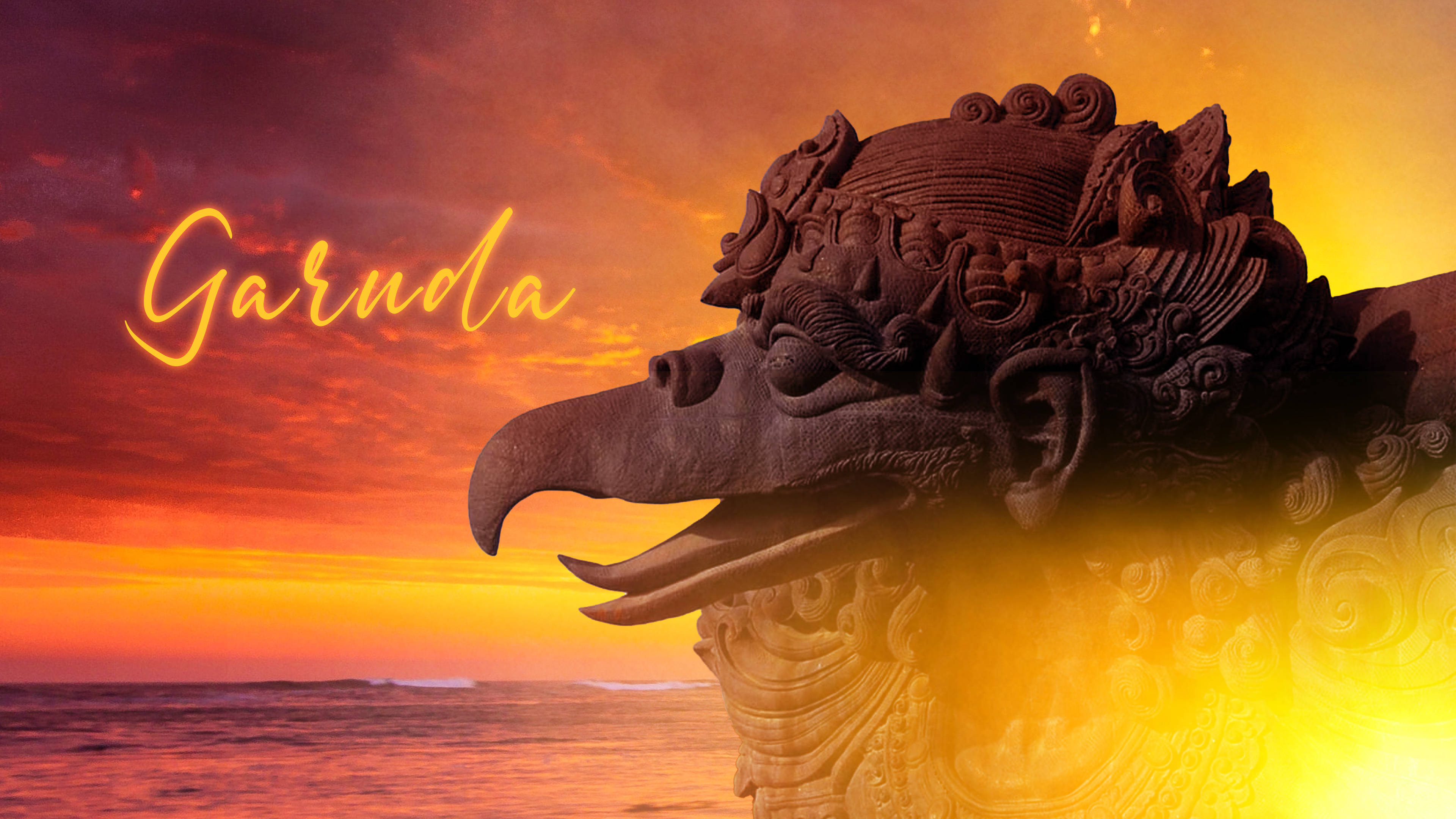 Garuda, sunset, ocean, 4K Desktop Wallpaper