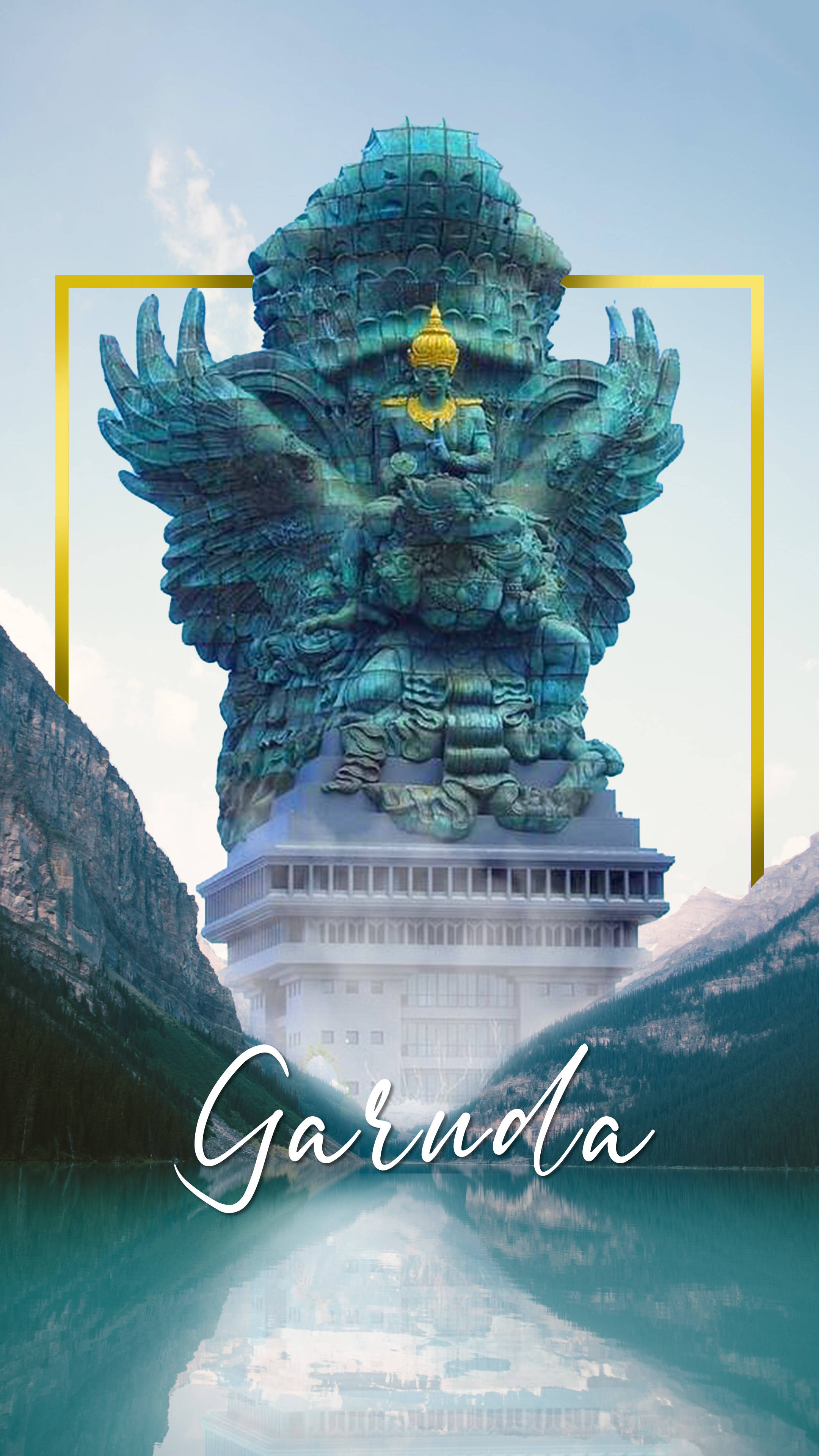 Garuda, turquoise, golden accents, 4K Phone Wallpaper