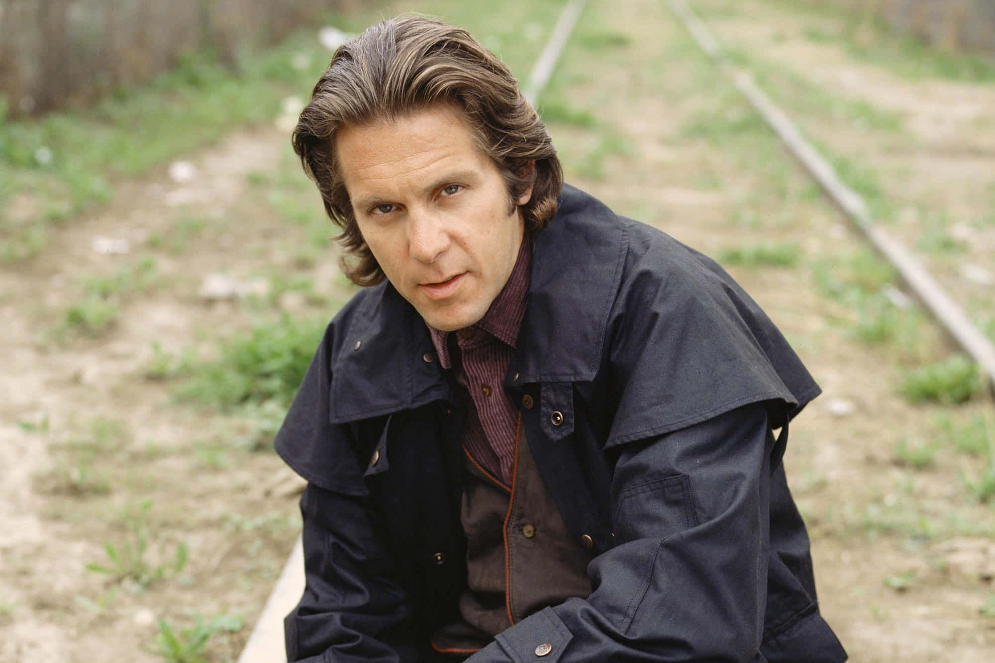 Gary Cole, railway tracks, grassy field, Full HD Desktop Wallpaper