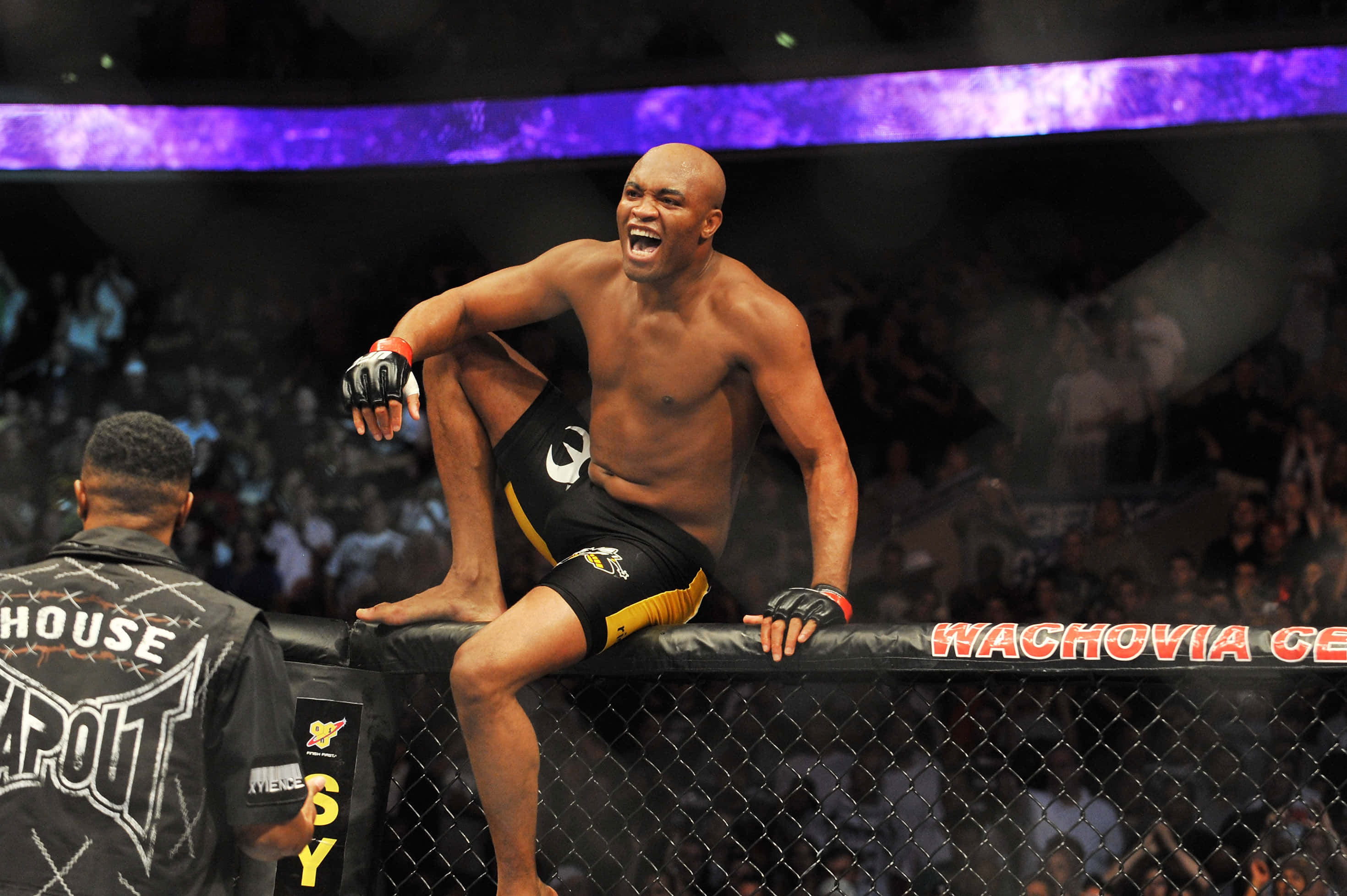Gary Goodridge, octagon ring, arena lights, 2K Desktop Wallpaper