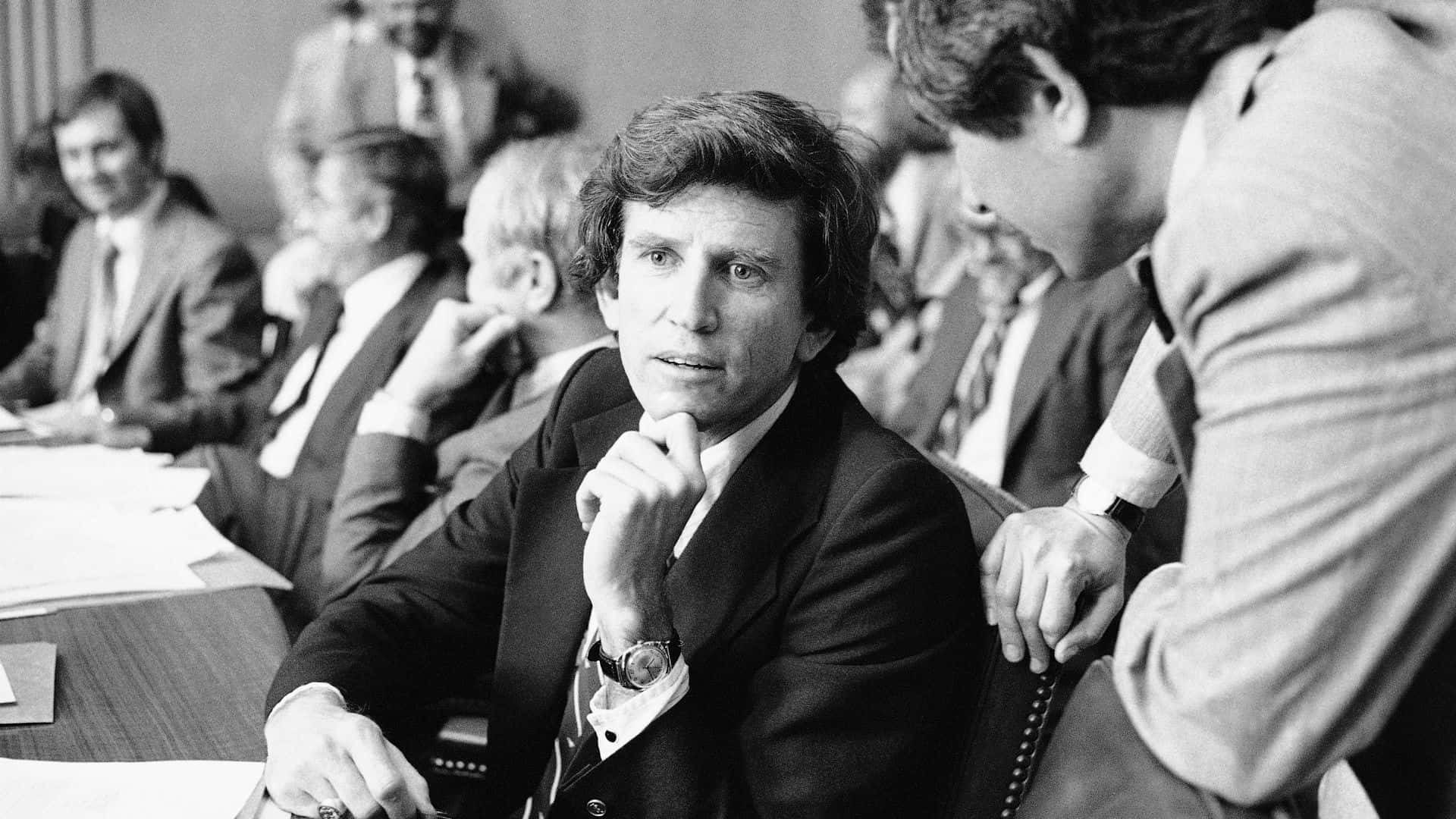 Gary Hart, black and white photo, man in a suit, Full HD Desktop Wallpaper