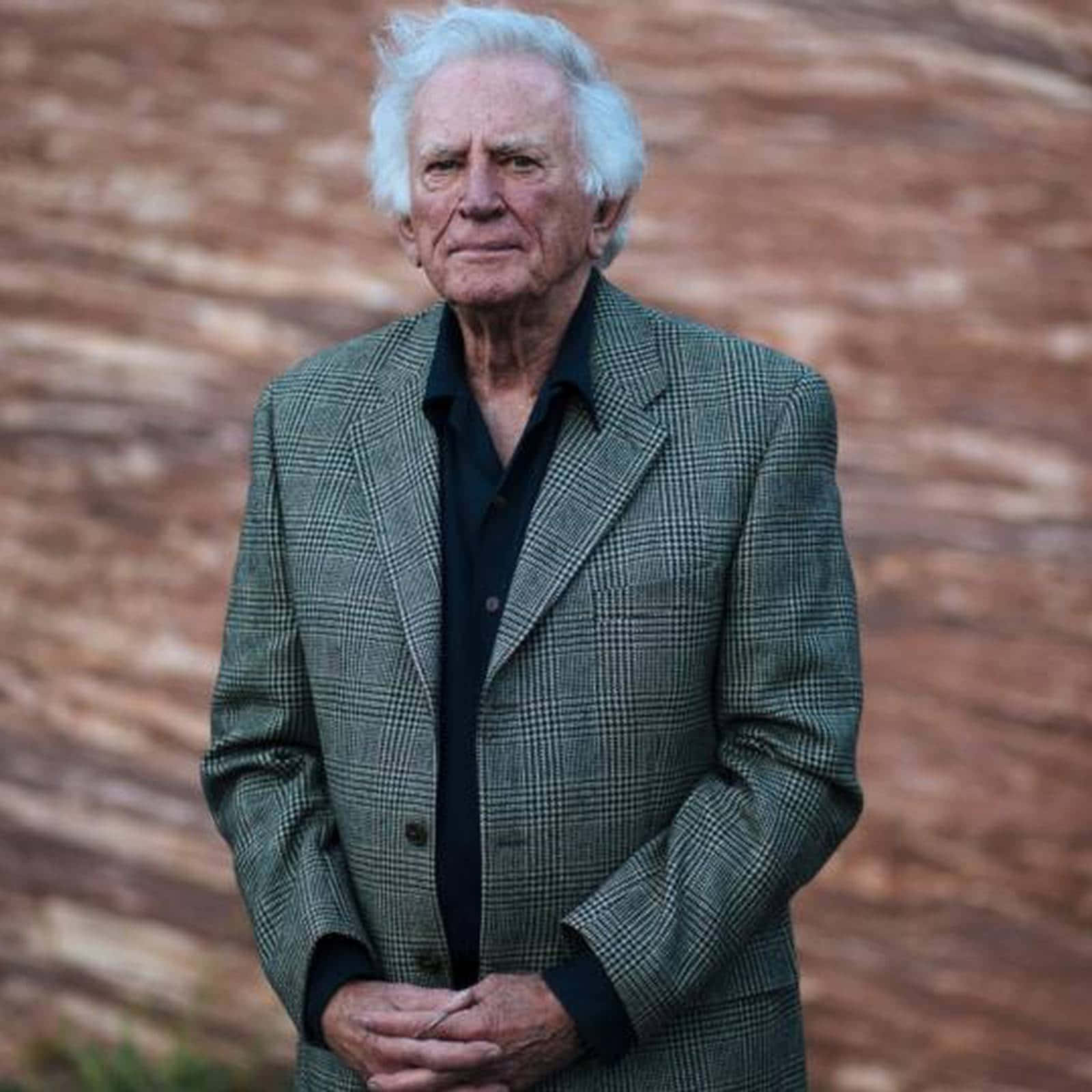 Gary Hart, textured reddish-brown rock wall, green plaid blazer, HD Desktop Wallpaper