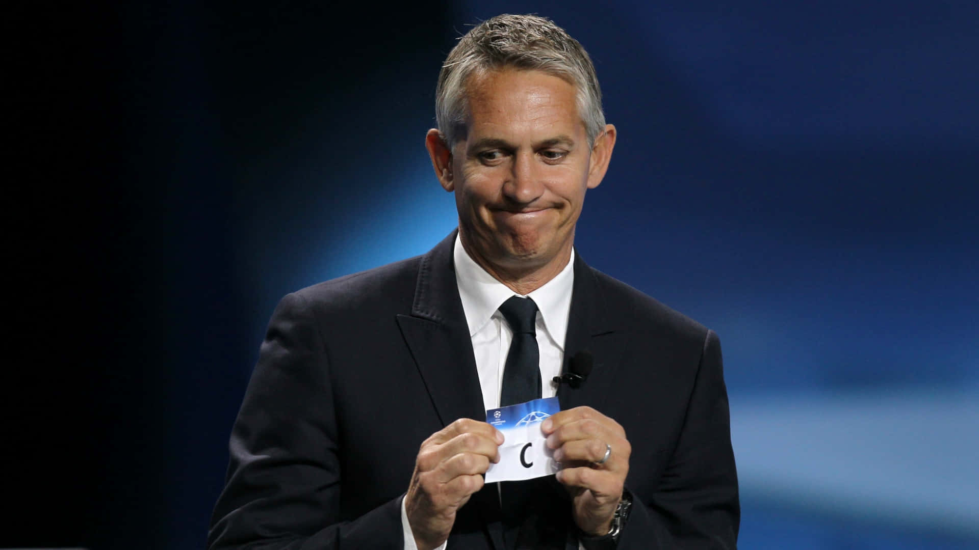Gary Lineker, dark suit, blue lighting, Full HD Desktop Wallpaper