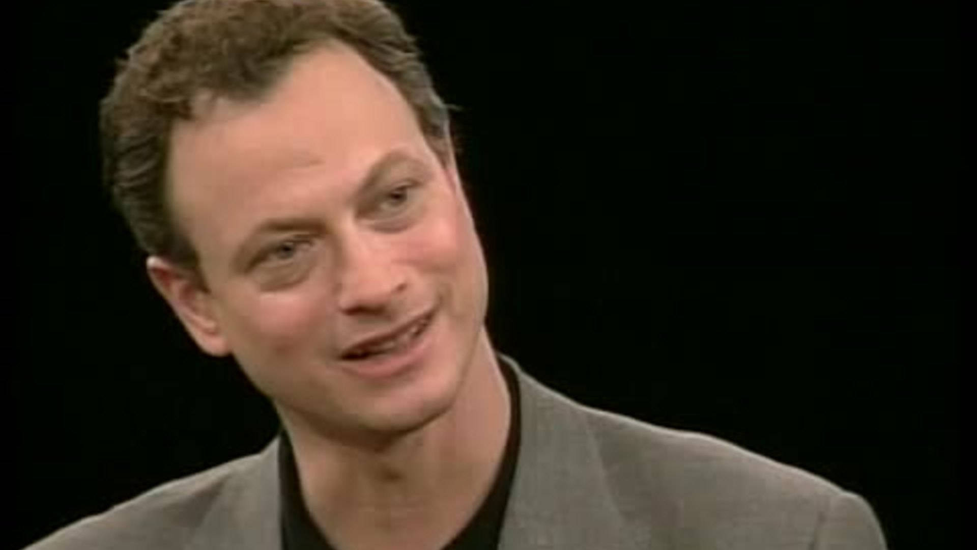 Gary Sinise, gray blazer, black background, Full HD Desktop Wallpaper