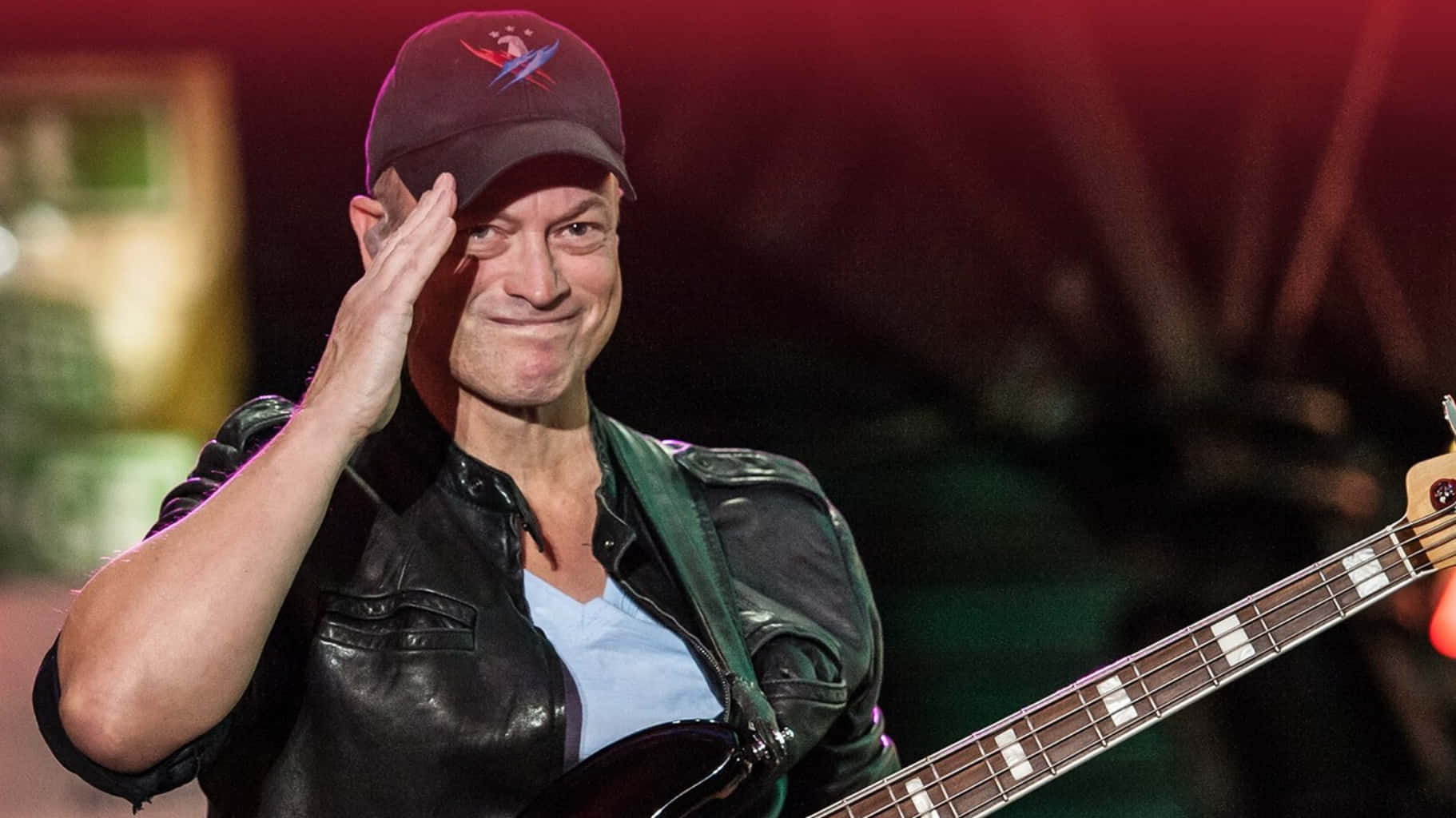 Gary Sinise, black cap, leather jacket, HD Desktop Wallpaper