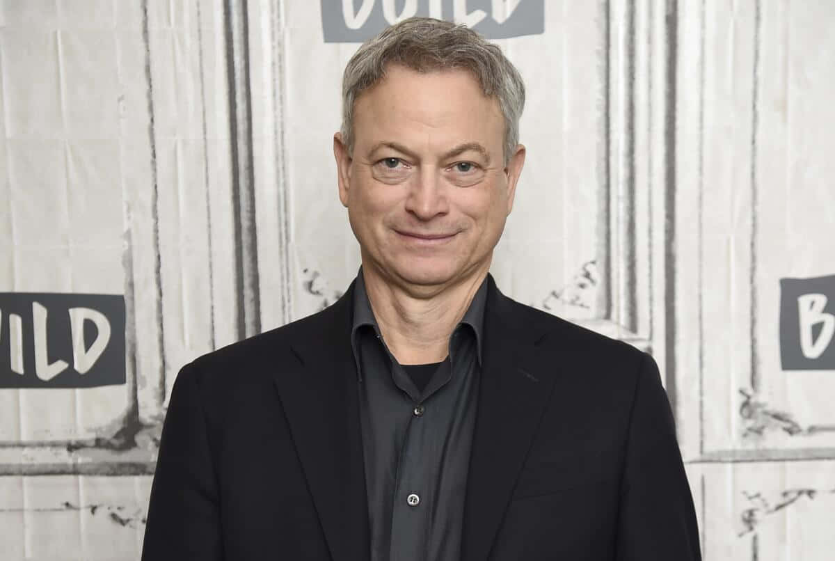 Gary Sinise, black suit, black shirt, SD Desktop Wallpaper