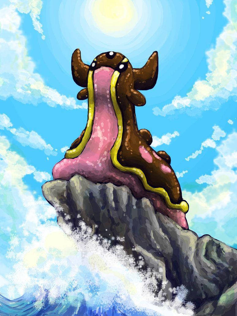 Gastrodon, brown and pink, yellow stripes, SD Phone Wallpaper