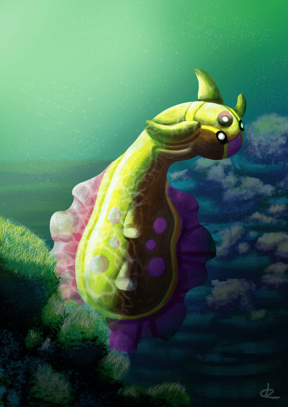 Gastrodon, vibrant yellow, purple sea slug, HD Phone Wallpaper