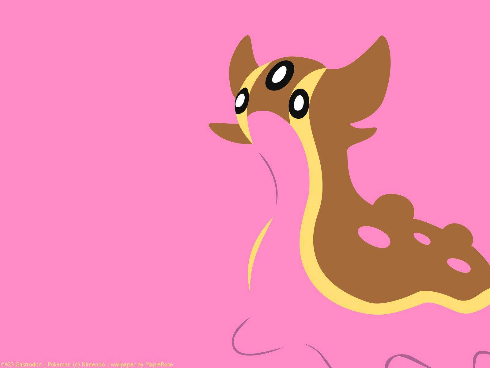 Pink Gastrodon, minimalistic design, brown and yellow markings, HD Desktop Wallpaper