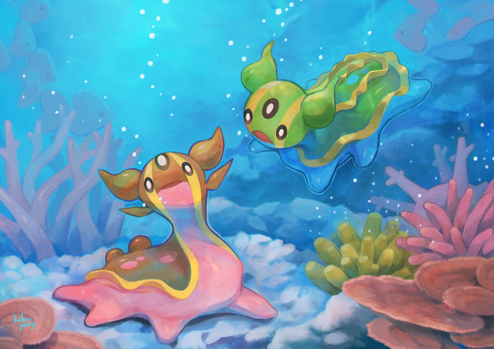 Gastrodon, underwater, colorful coral, HD Desktop Wallpaper