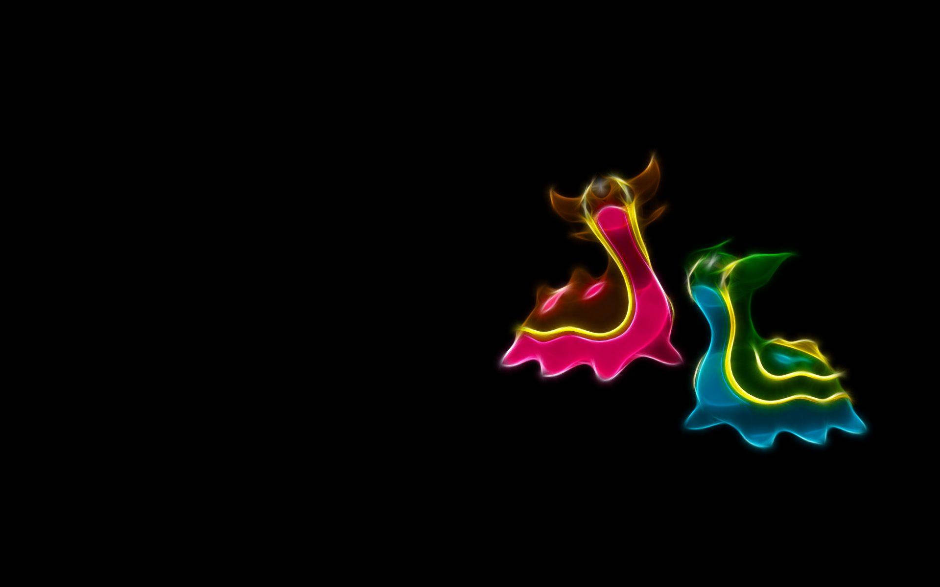 Gastrodon, neon outlines, black background, Full HD Desktop Wallpaper