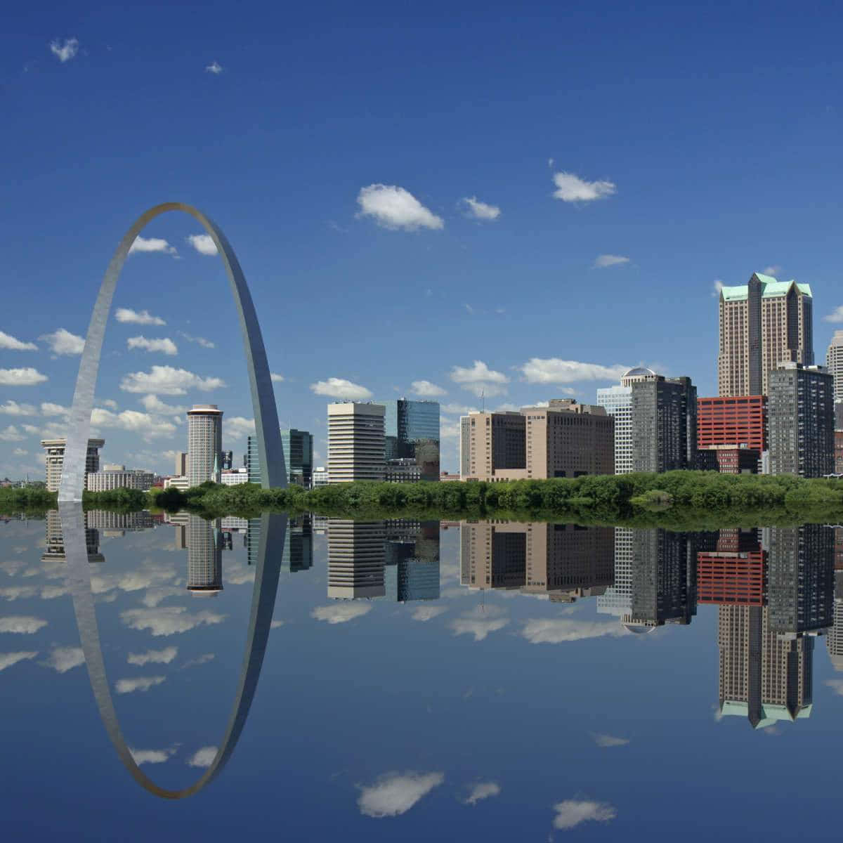 Gateway Arch, city skyline, calm water, SD Desktop Wallpaper