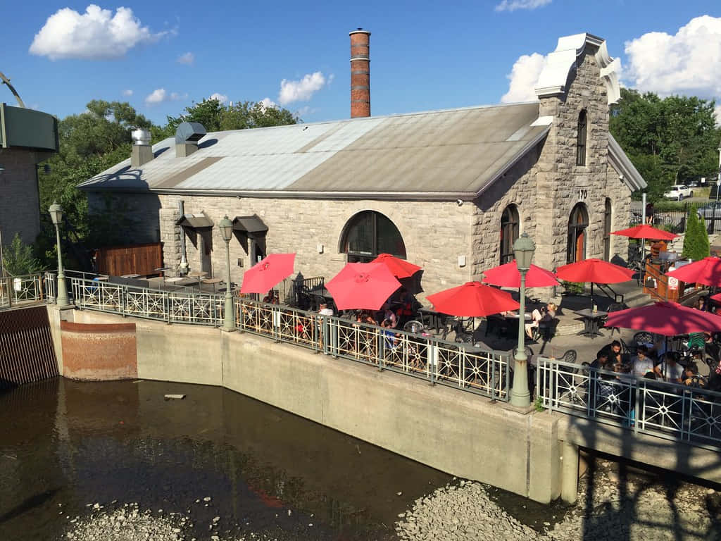 Gatineau, riverside restaurant, summer day, SD Desktop Wallpaper
