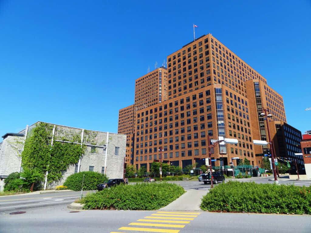 Gatineau, urban landscape, brick office building, SD Desktop Wallpaper