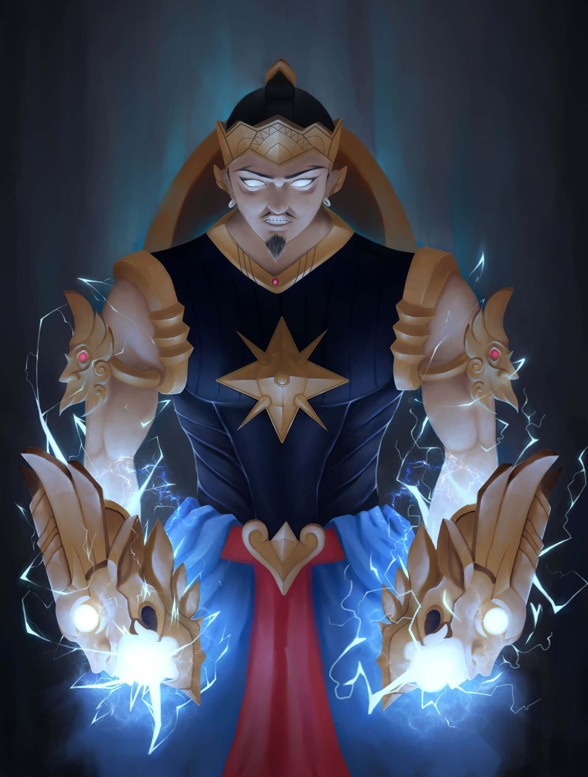 Gatotkaca, glowing eyes, lightning crackling, Full HD Phone Wallpaper