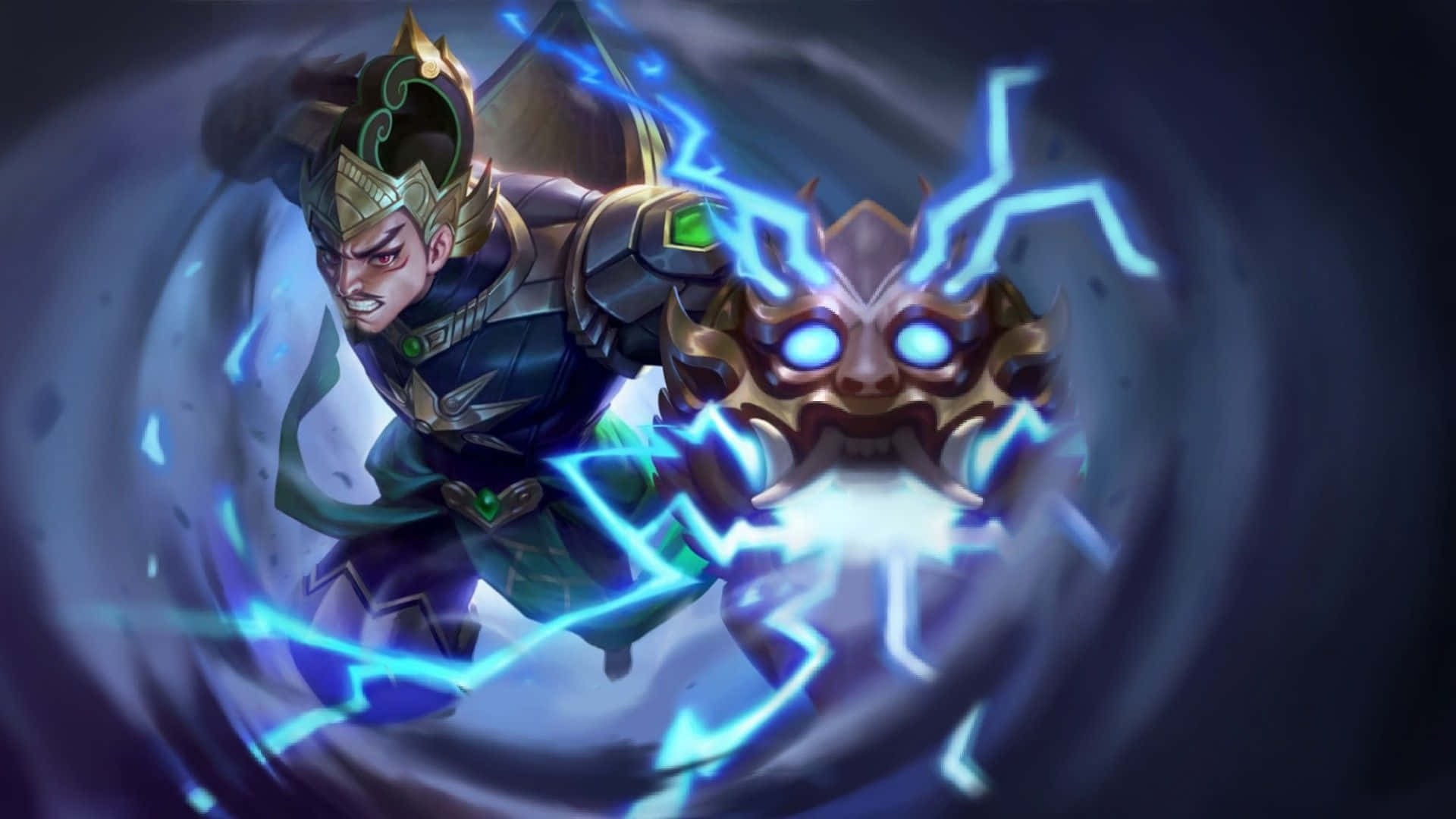 Gatotkaca, electric warrior, green and gold armor, Full HD Desktop Wallpaper