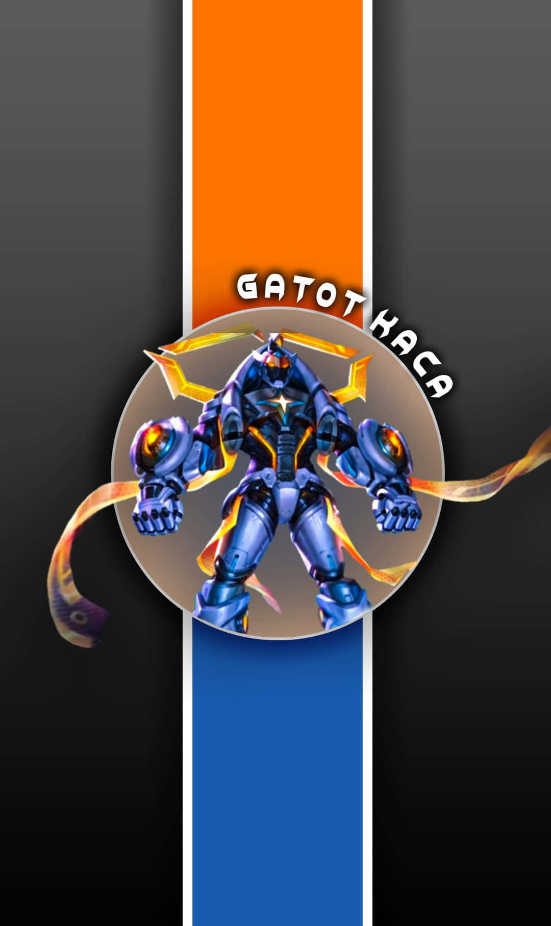 Gatotkaca, blue armored robot, glowing orange accents, HD Phone Wallpaper