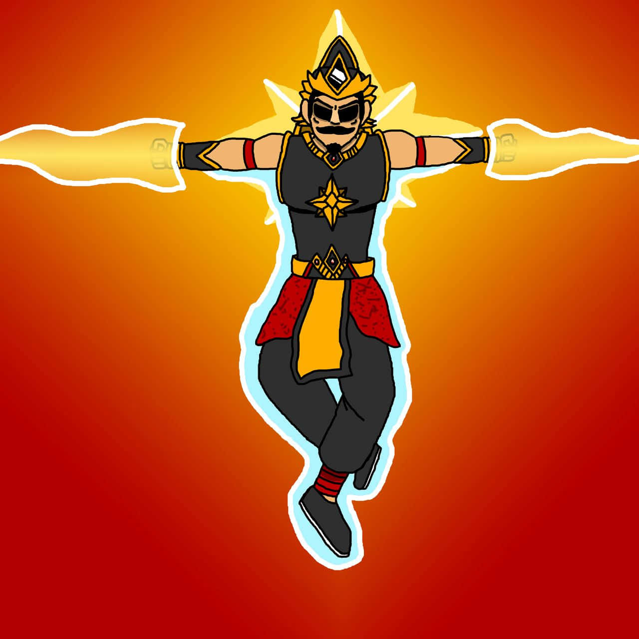 Gatotkaca, flying warrior, golden energy beams, HD Desktop Wallpaper