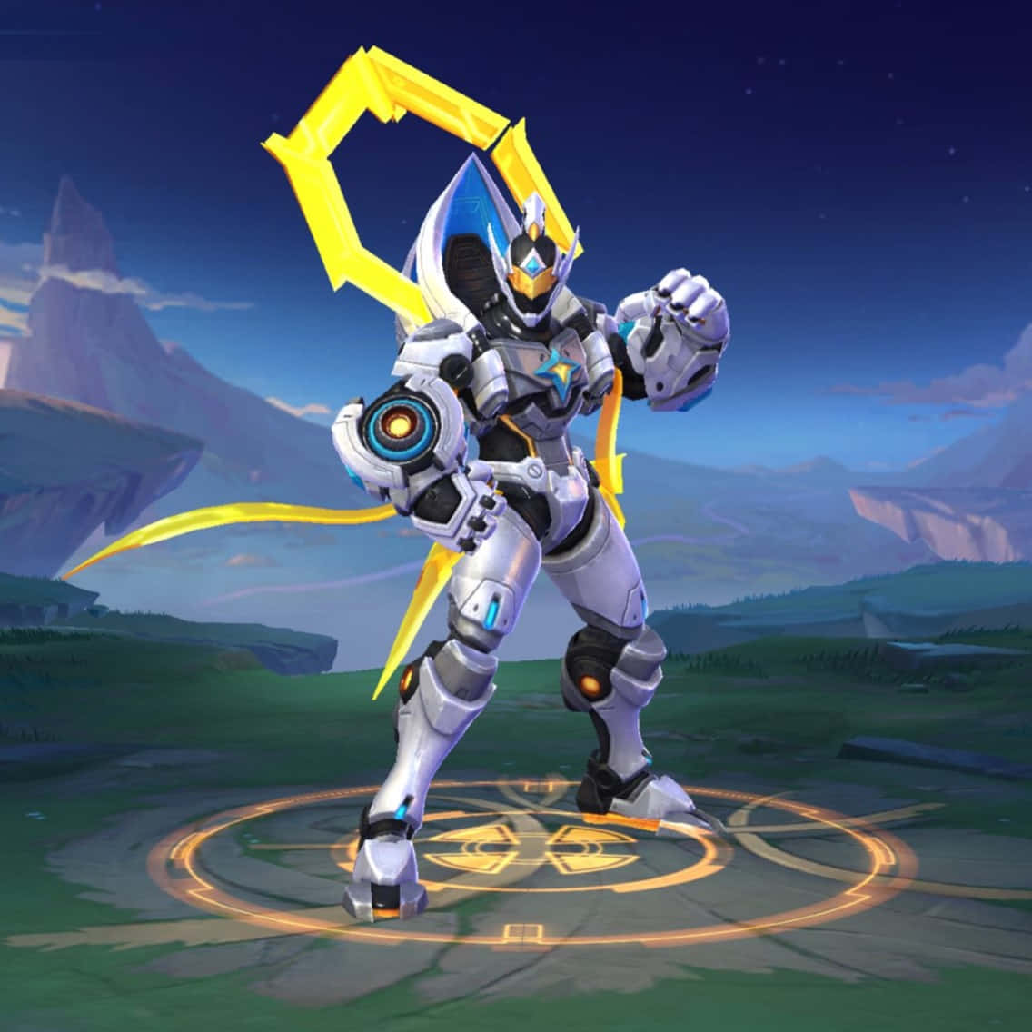 Gatotkaca, futuristic, silver and yellow armored warrior, SD Desktop Wallpaper