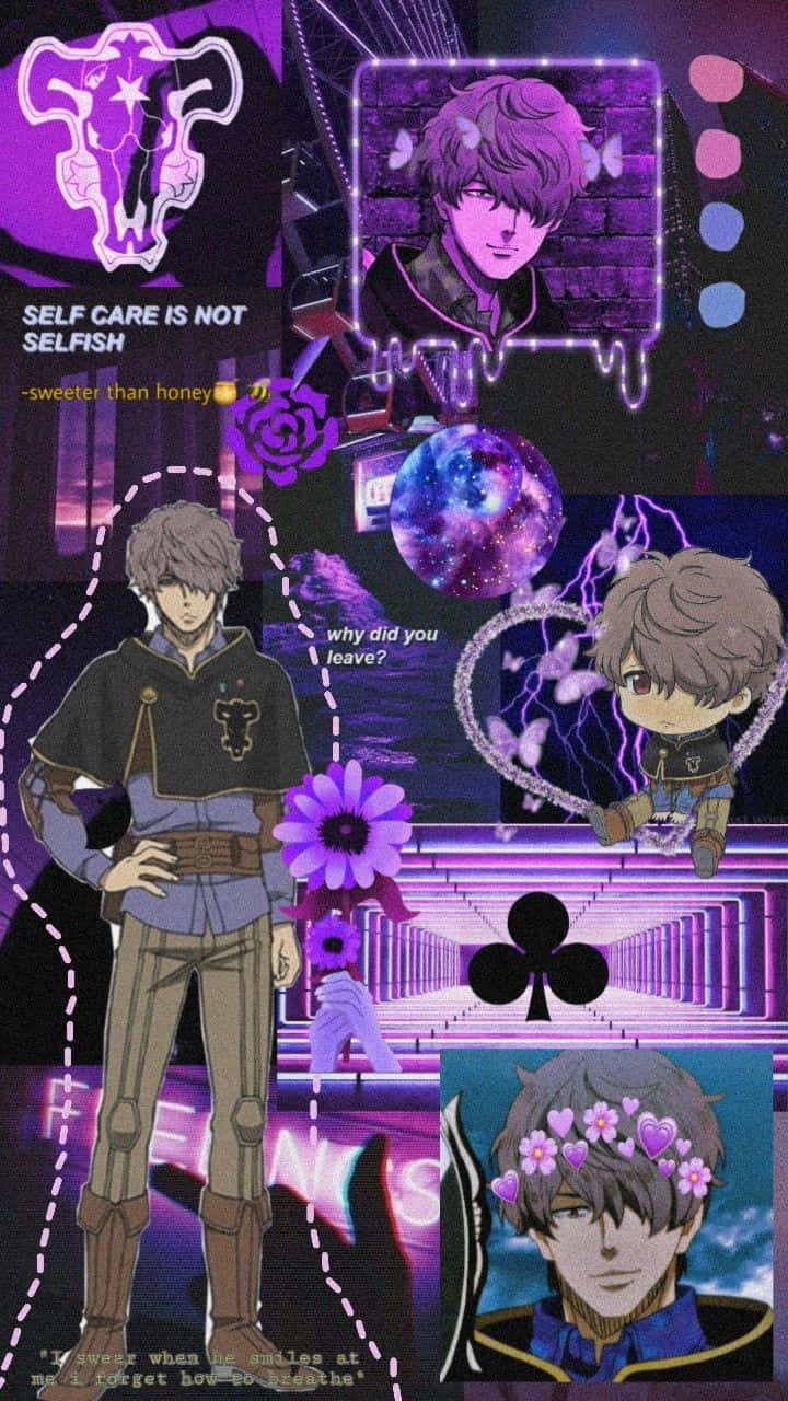 Gauche Adlai, vibrant purple, anime collage, HD Phone Wallpaper