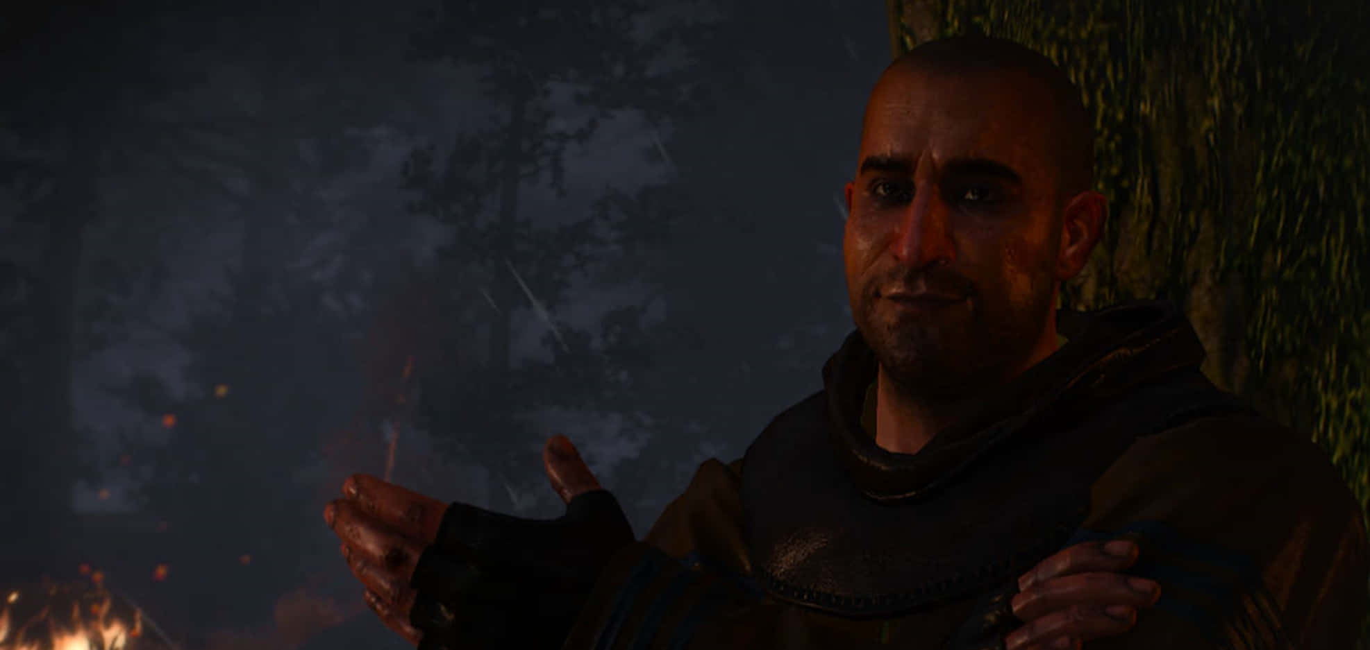 Gaunter O'dimm, dark armor, campfire, Full HD Desktop Wallpaper