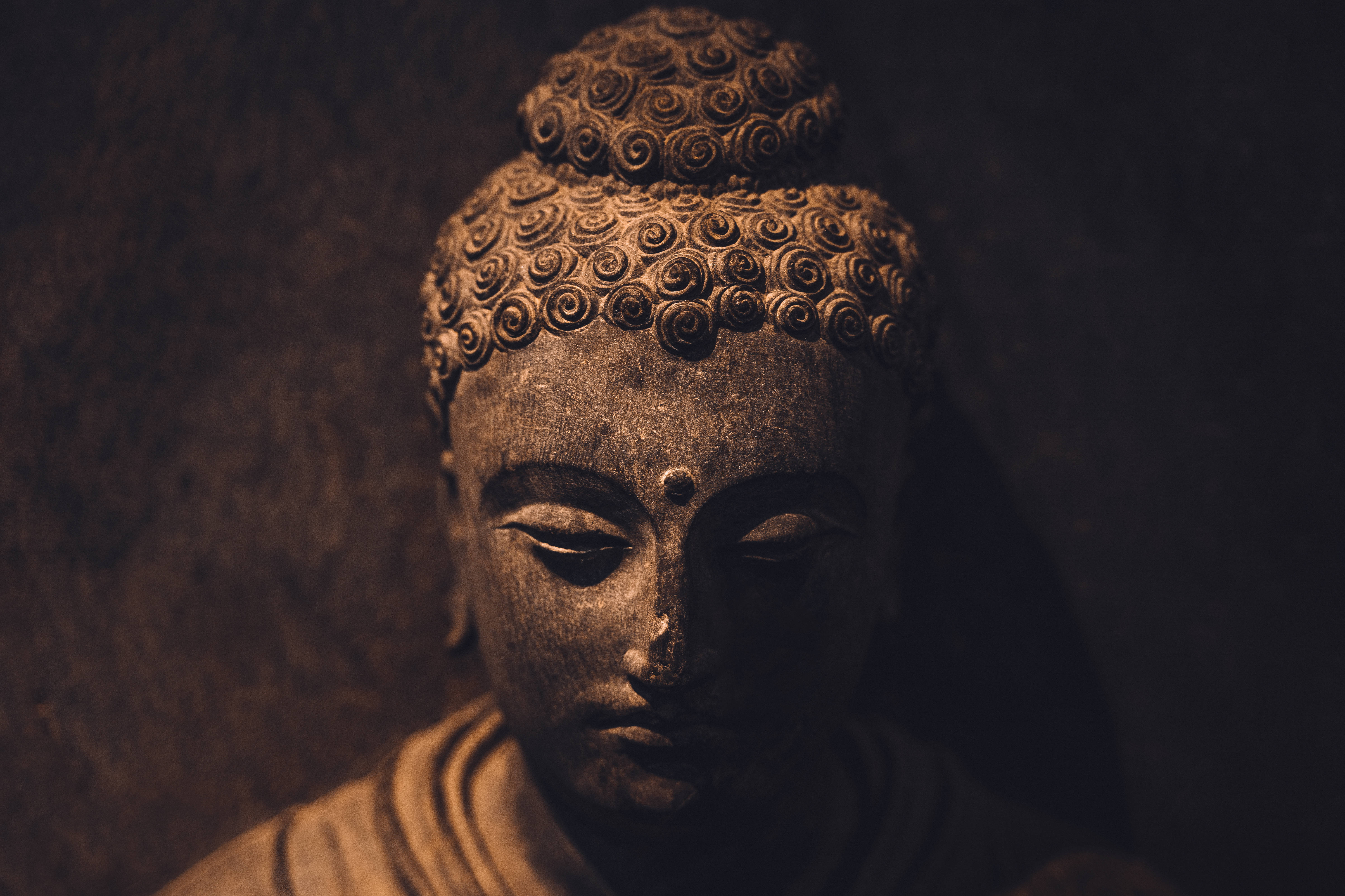 Gautam Buddha, vintage statue, closed eyes, 5K Desktop Wallpaper