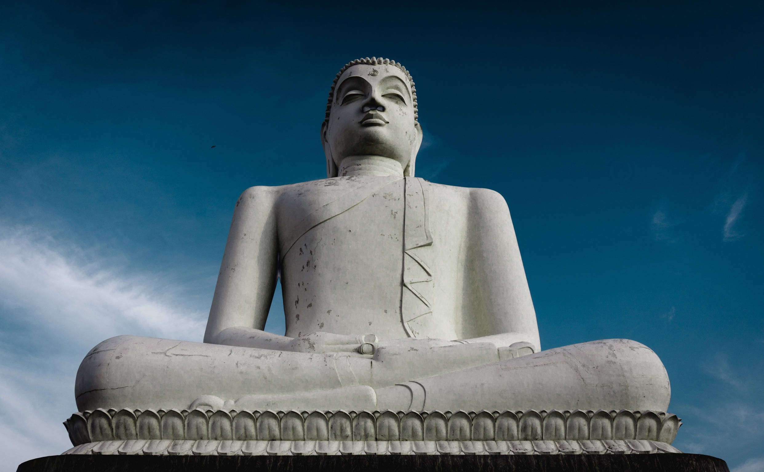 Gautam Buddha, minimalist, white statue, Full HD Desktop Wallpaper