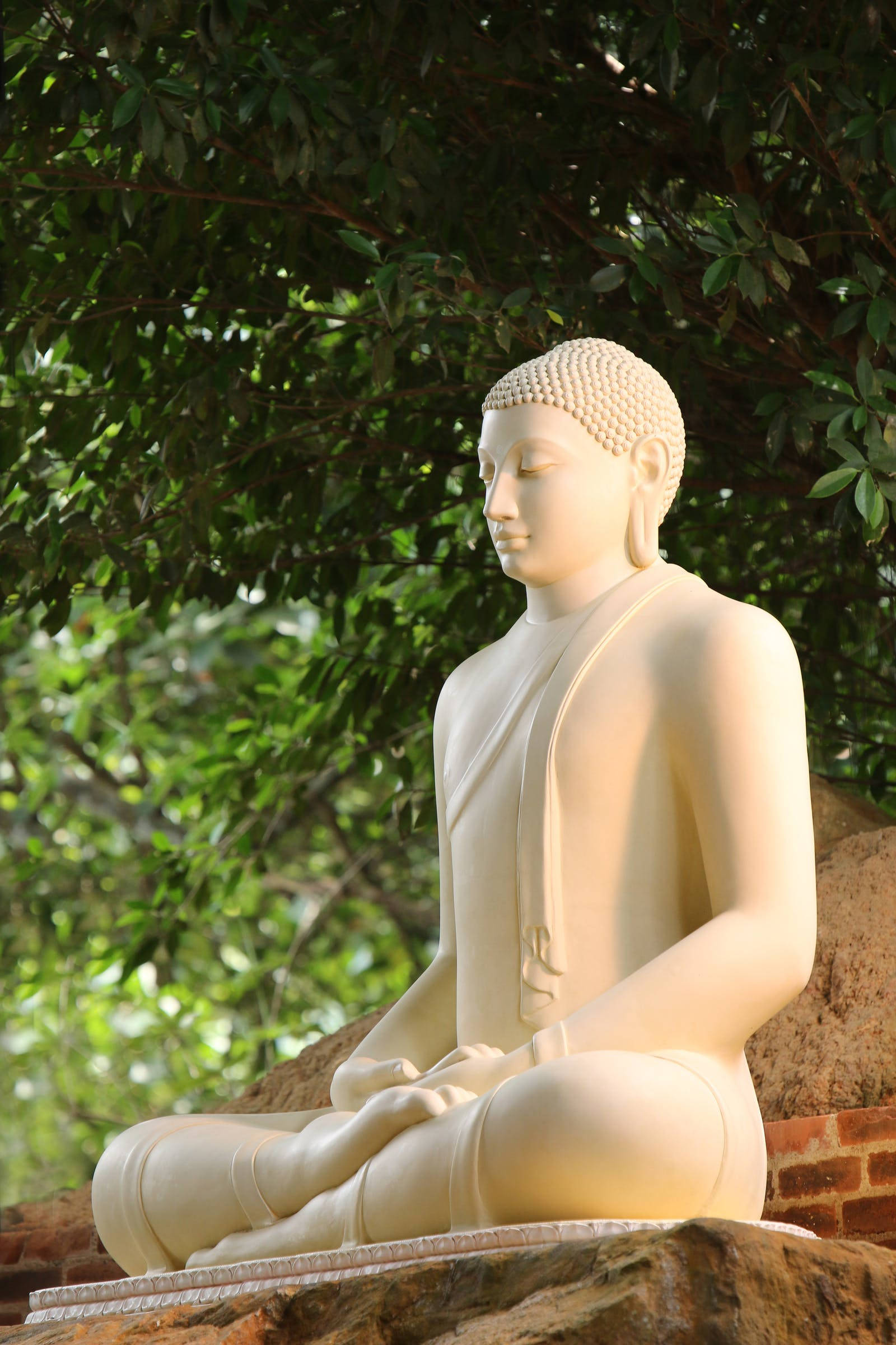 Gautam Buddha, white marble statue, meditation, Full HD Phone Wallpaper